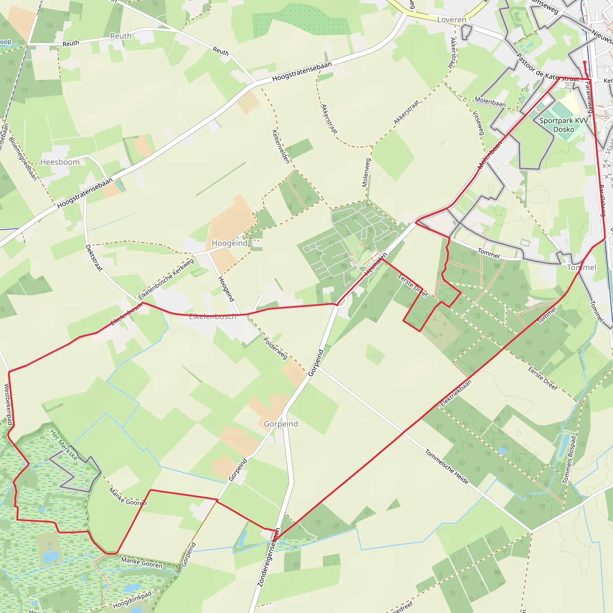 Molenbaan, De Manke Goren and Tommelsche Loop mobile static map