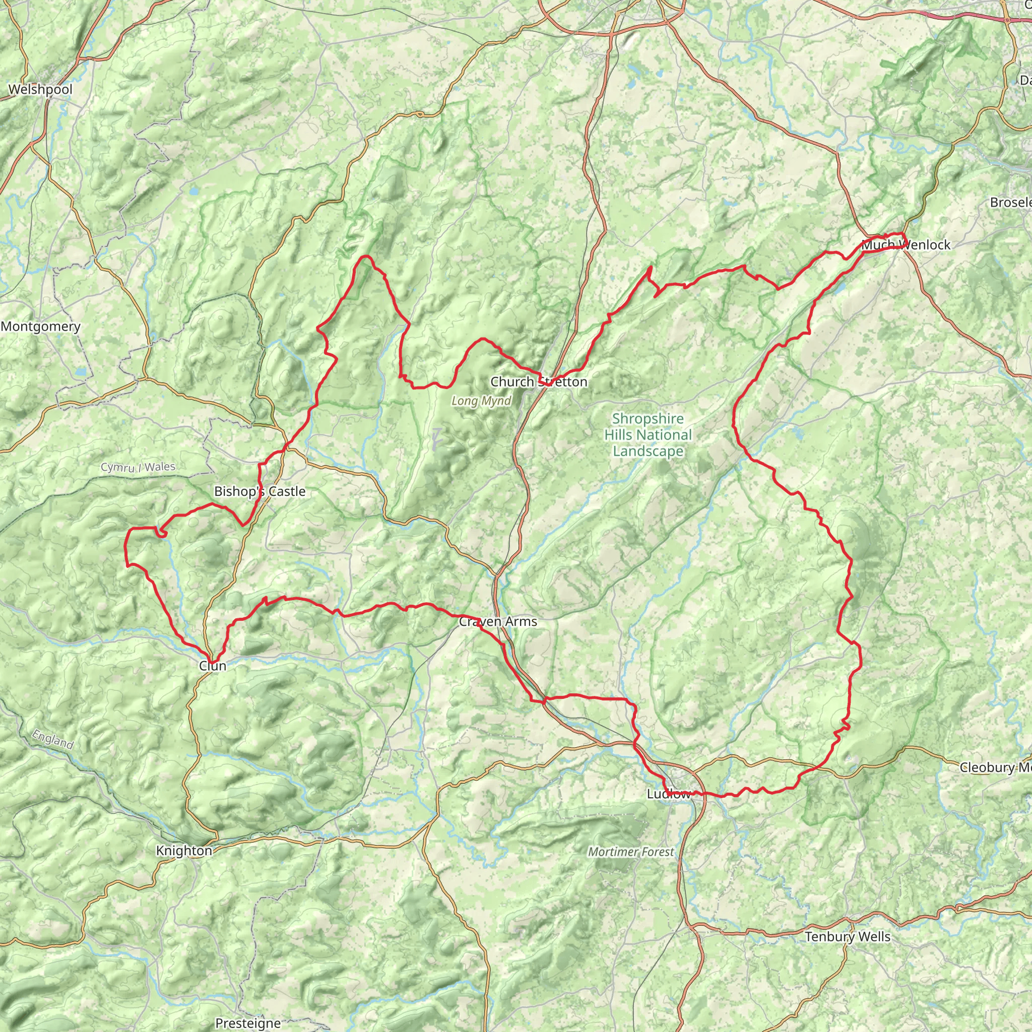 Shropshire Peaks via Shropshire Way mobile static map