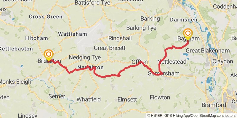 Flatford to Lowestoft Walk stage 4 Map