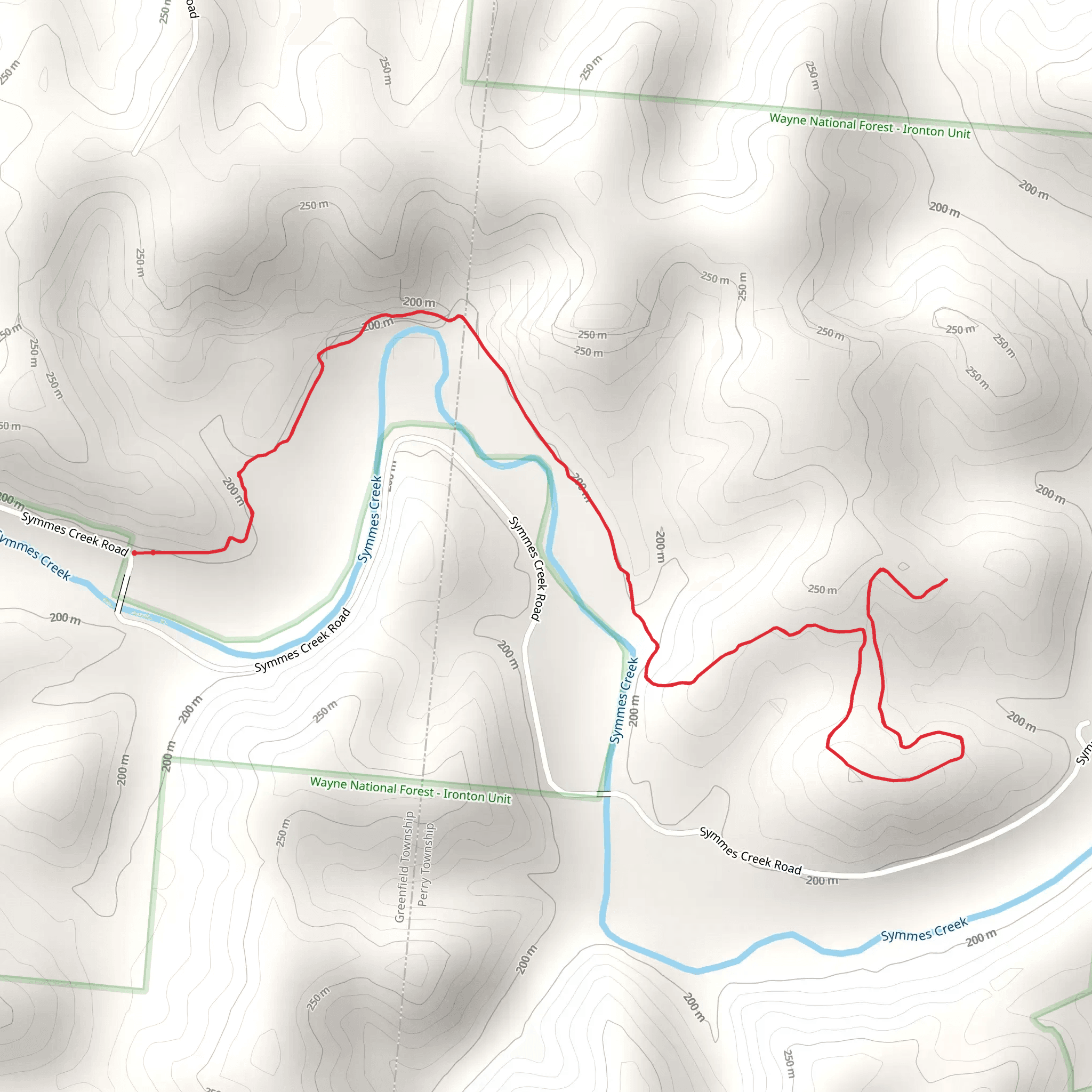 Symmes Creek Hike South Trail mobile static map
