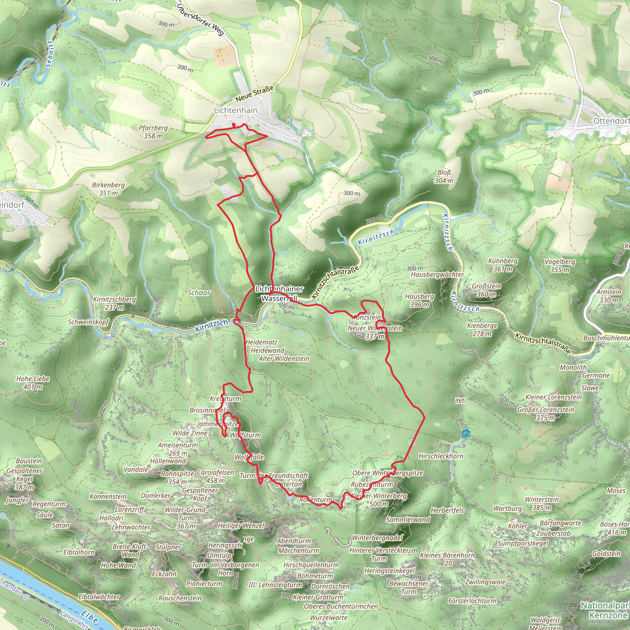 Gelber Punkt and Malerweg mobile static map
