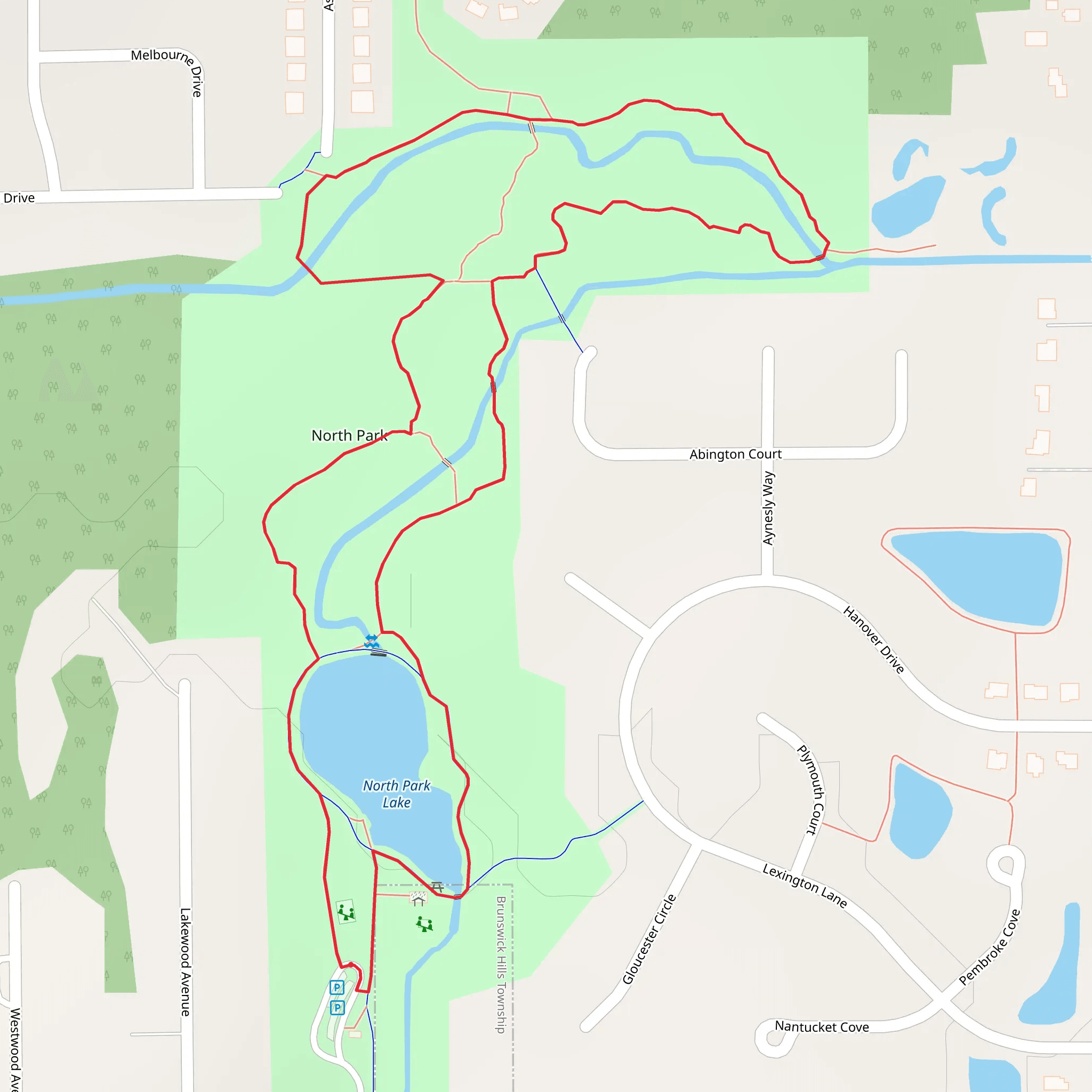 North Park Lake and Park Loop mobile static map