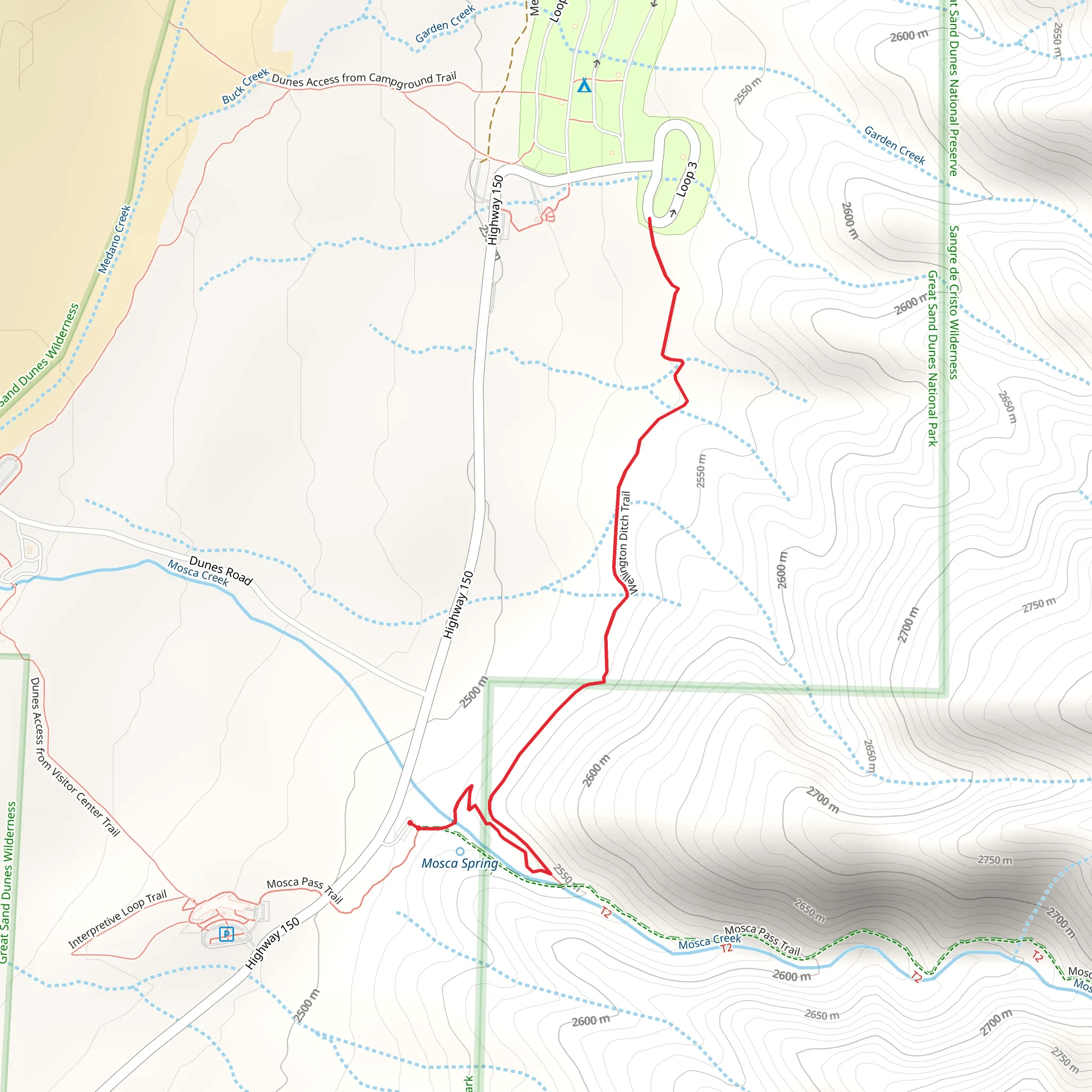 Wellington Ditch Trail mobile static map