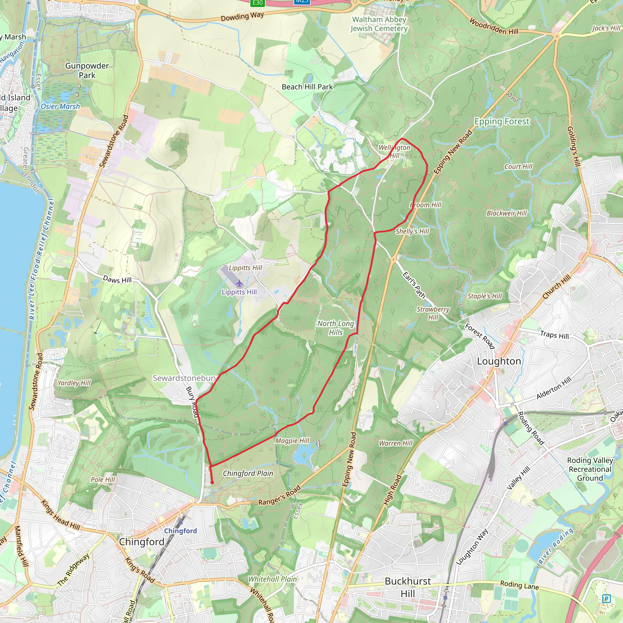North Long Hills and Epping Forest Loop mobile static map