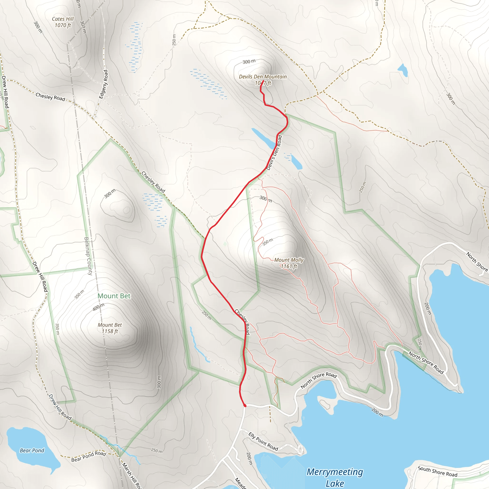 Chesley Road to Mount Devil's Den Trail mobile static map
