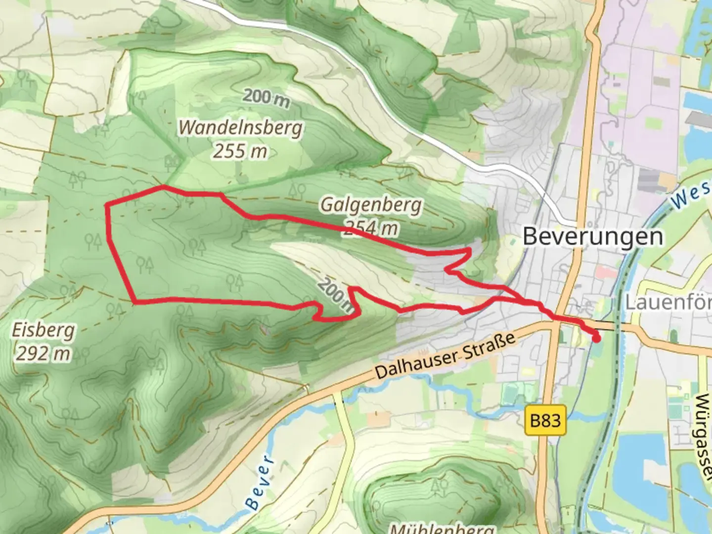 An image depicting the trail Galgenberg Eisberg Weg Loop and its surrounding area.