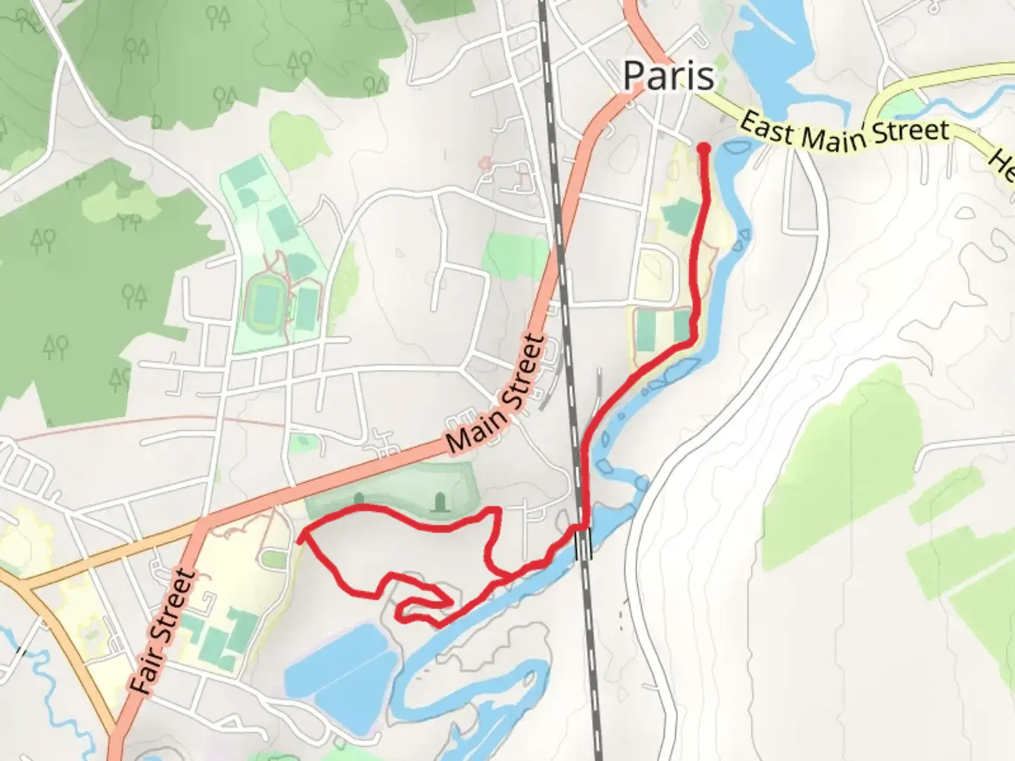 An image depicting the trail Little Androscoggin River via Viking Trail and its surrounding area.