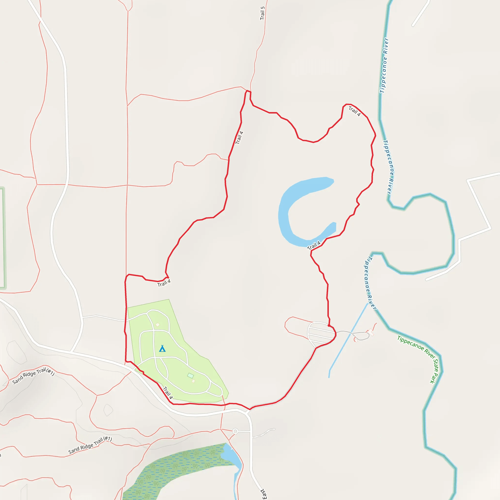 Loop along Tippecanoe River mobile static map