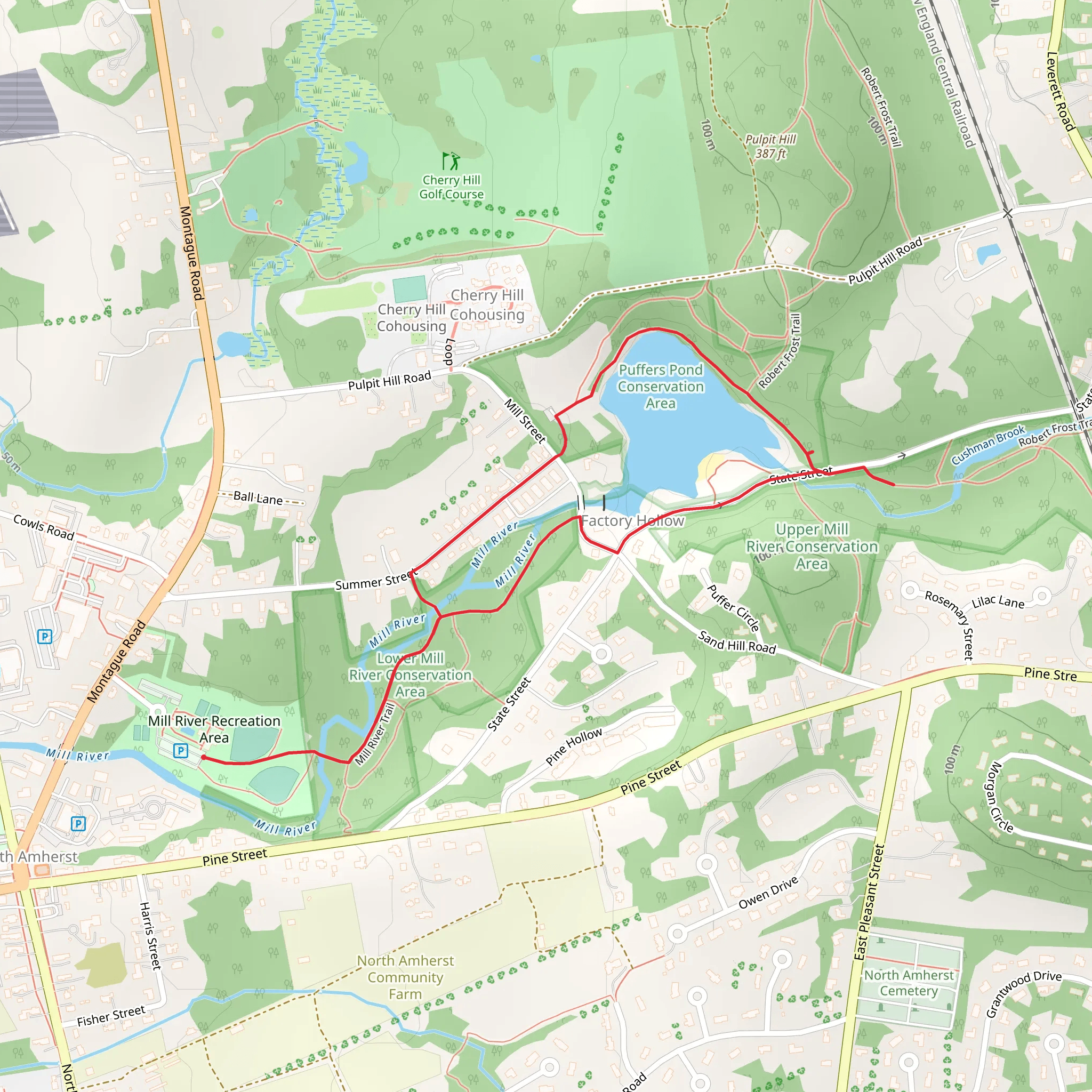 Puffers Pond and Mill River Trail Loop mobile static map