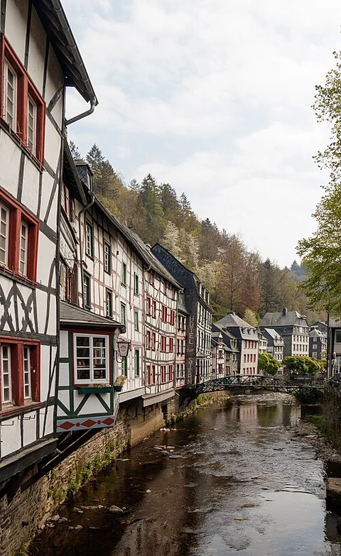 An image depicting the trail Perlenbachtalsperre via Eifelsteig and Rundweg and its surrounding area.
