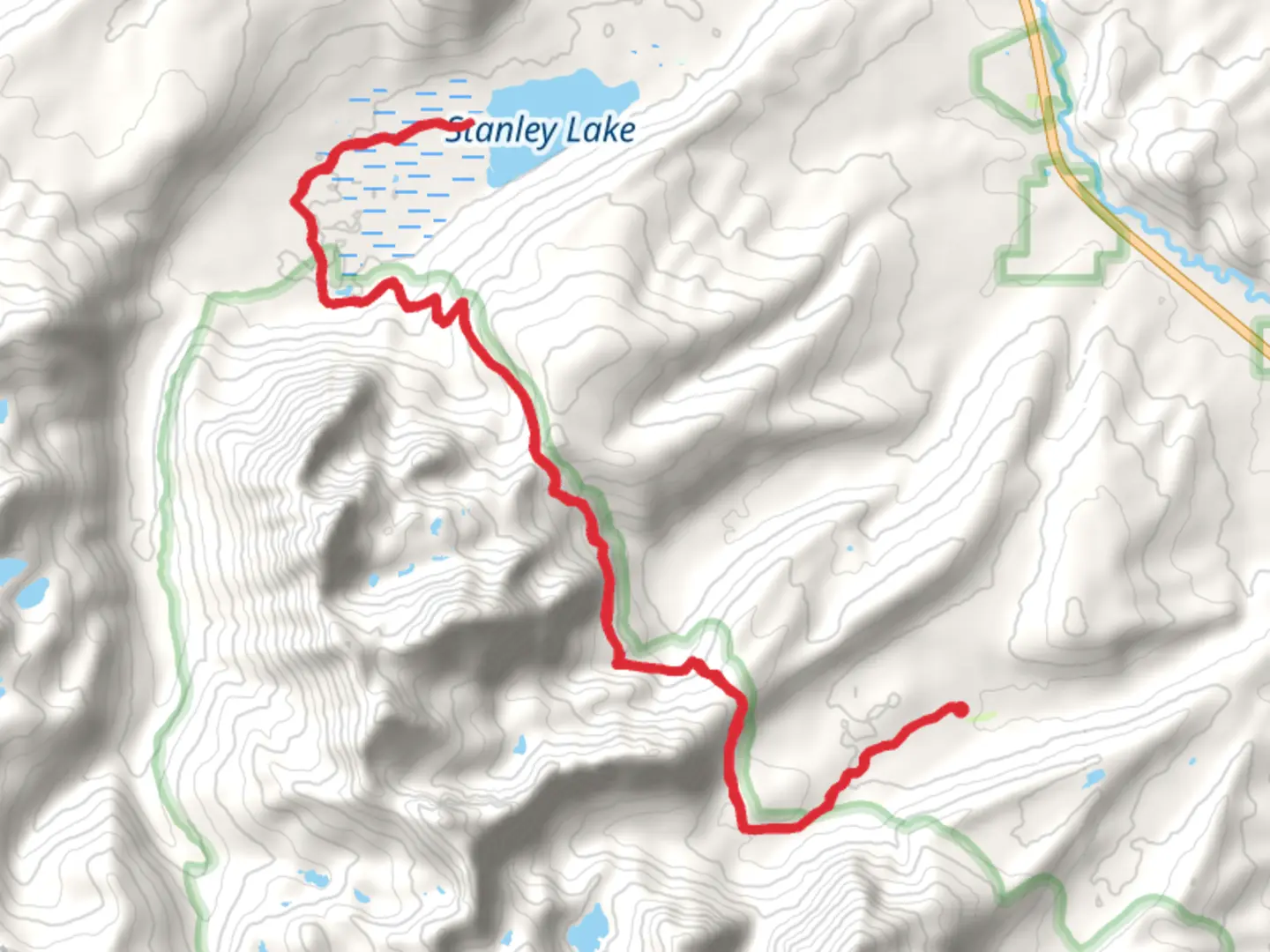 An image depicting the trail Iron Creek - Stanley Lake and Alpine Way Trail and its surrounding area.