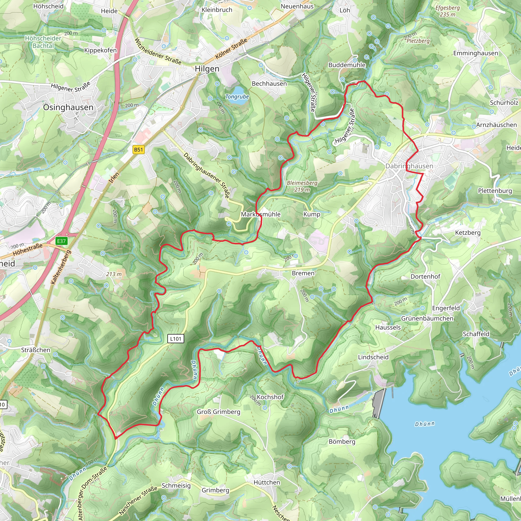 Alte Burg to Dabringhausen Loop mobile static map