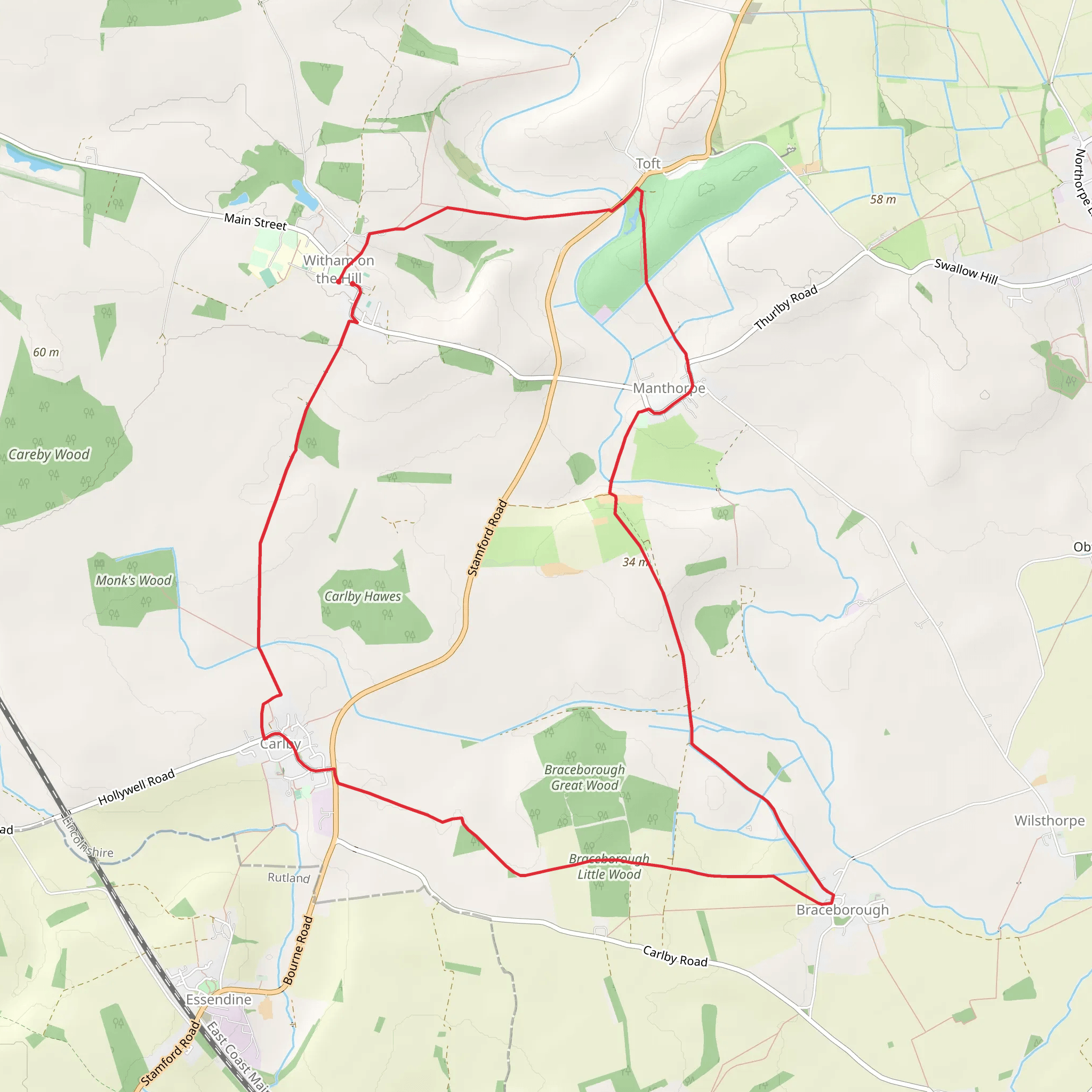 Bowthorpe Oak from Witham on the Hill mobile static map