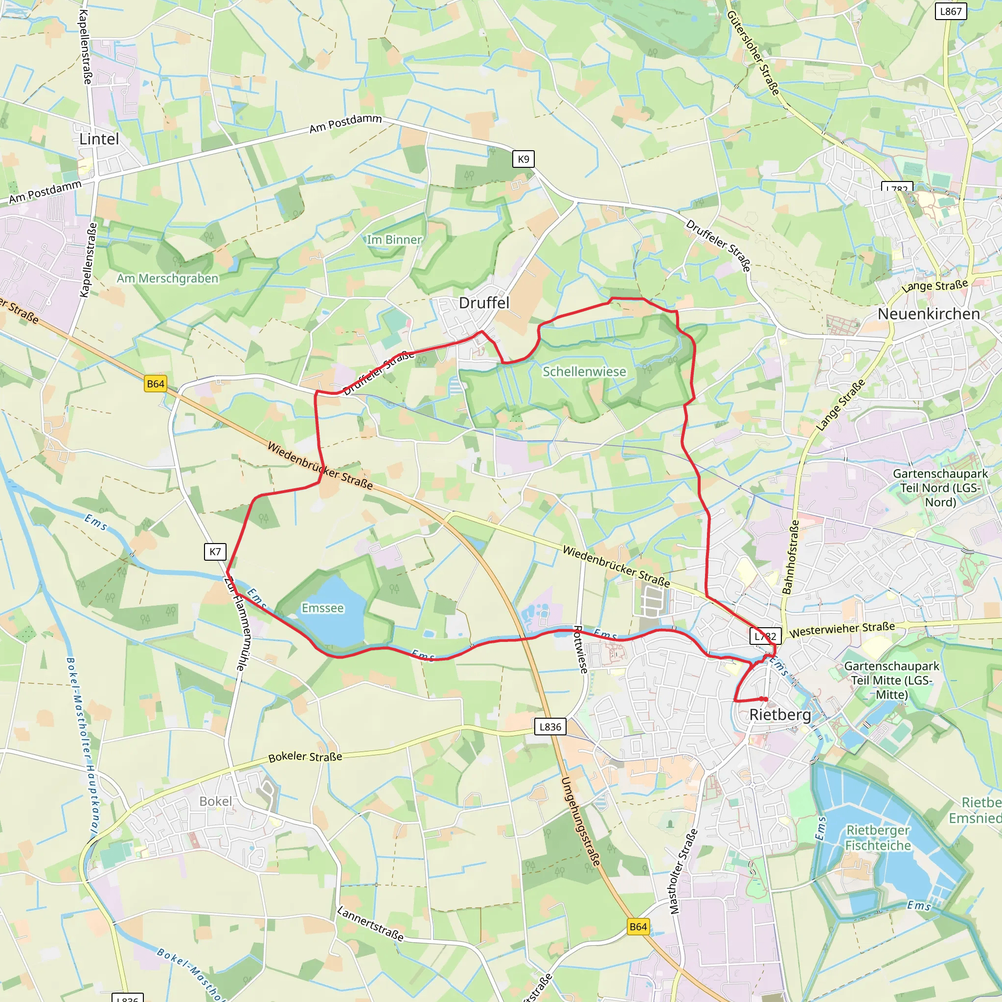 Grafenschritte and Ems Loop mobile static map