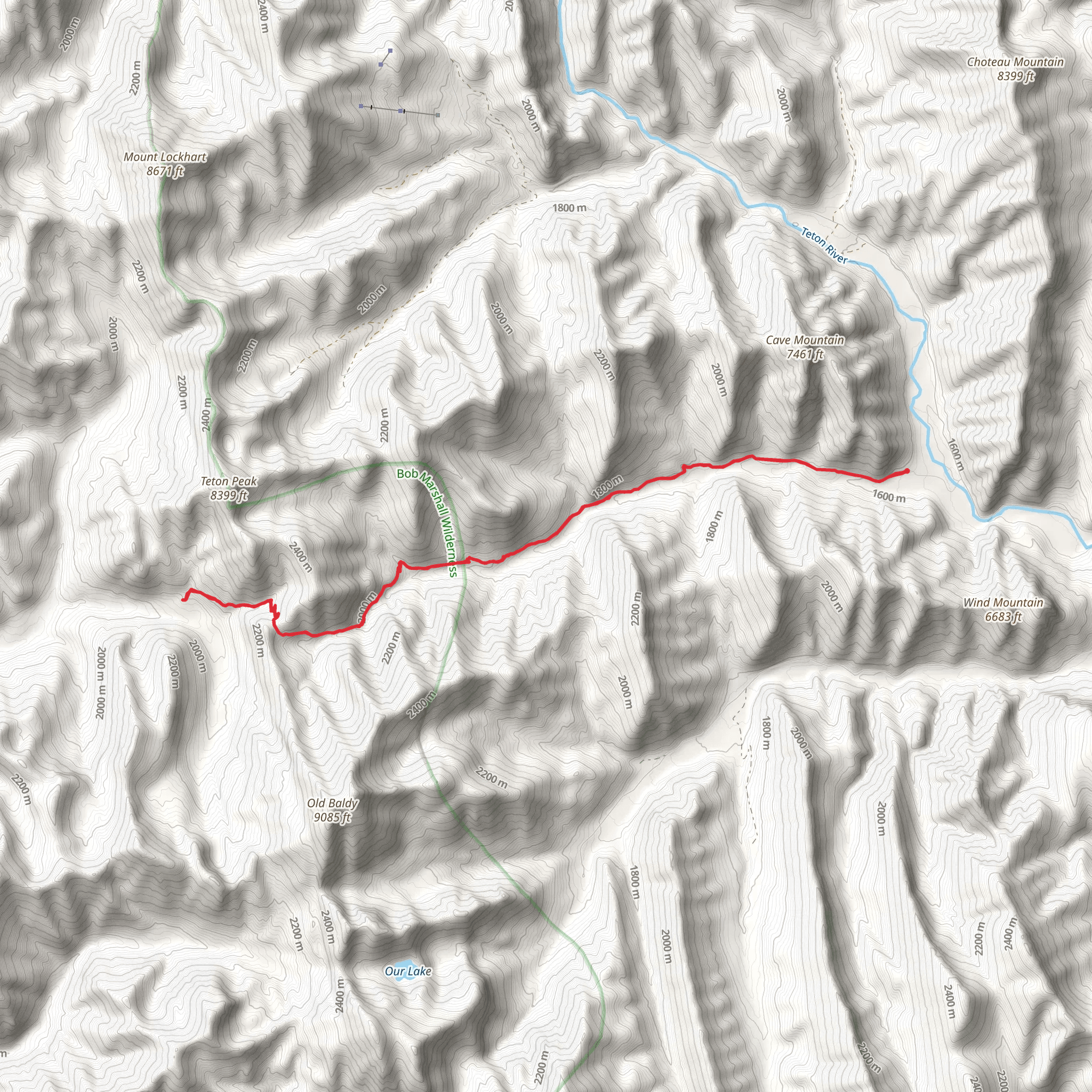 Route Creek Pass mobile static map
