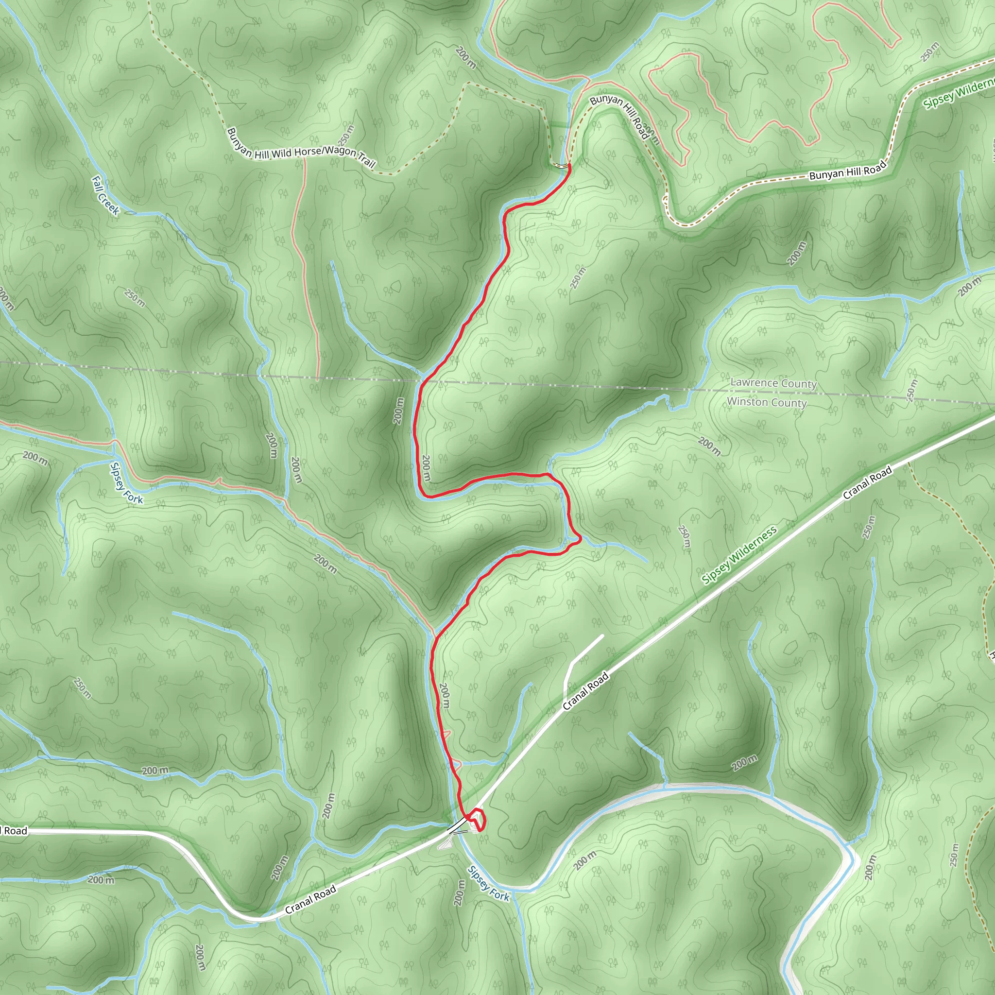 Borden Creek Wild Hiking Trail mobile static map
