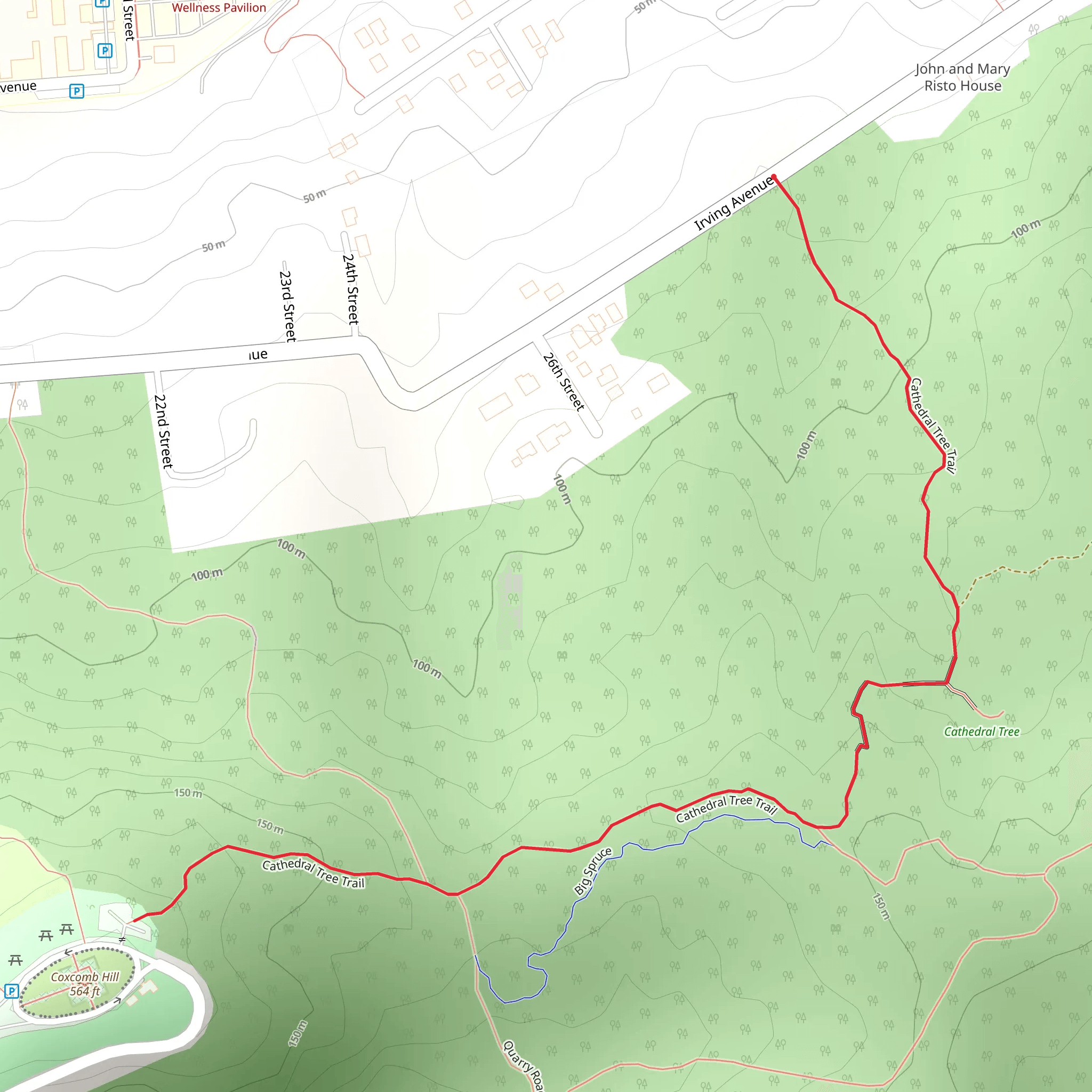 Cathedral Tree Trail mobile static map