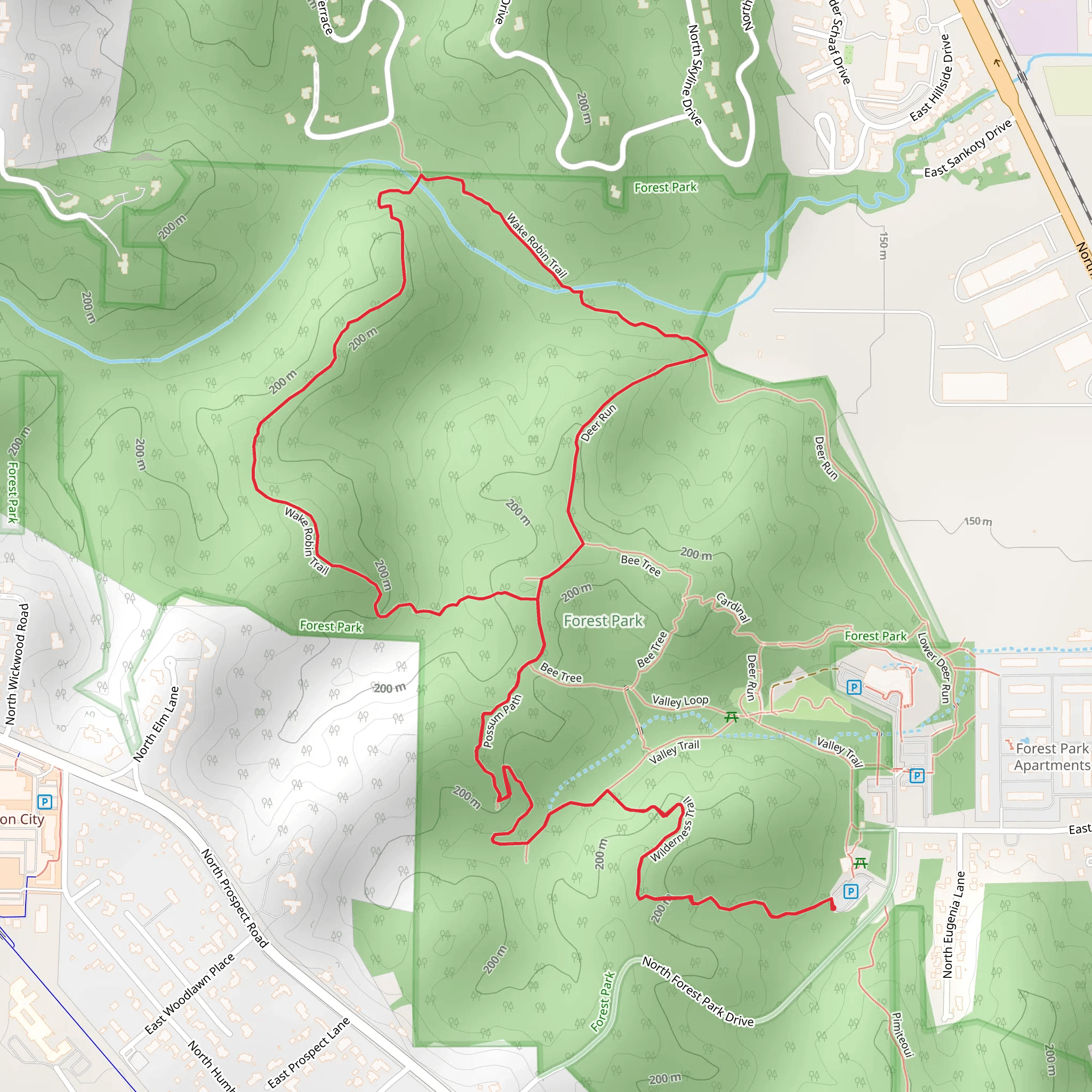 Wilderness, Wake Robin and Deer Run Loop Trail mobile static map