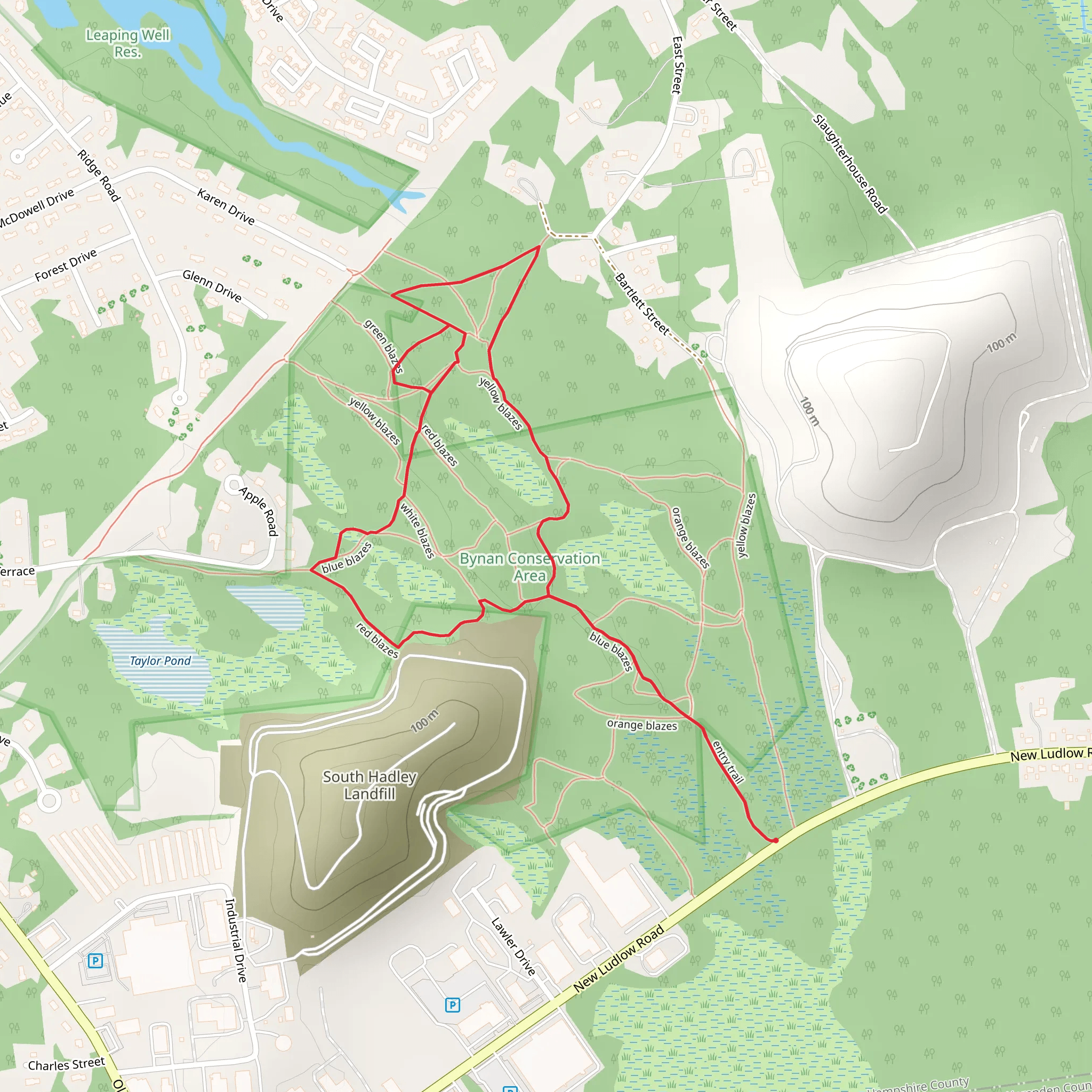 Yellow blazes and Red blazes Loop mobile static map