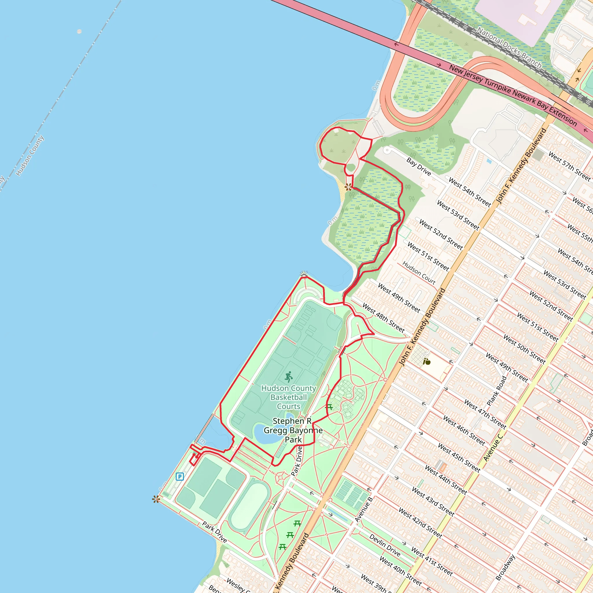 Horseshor Courts and Stephen Gregg Bayonne Park Loop mobile static map
