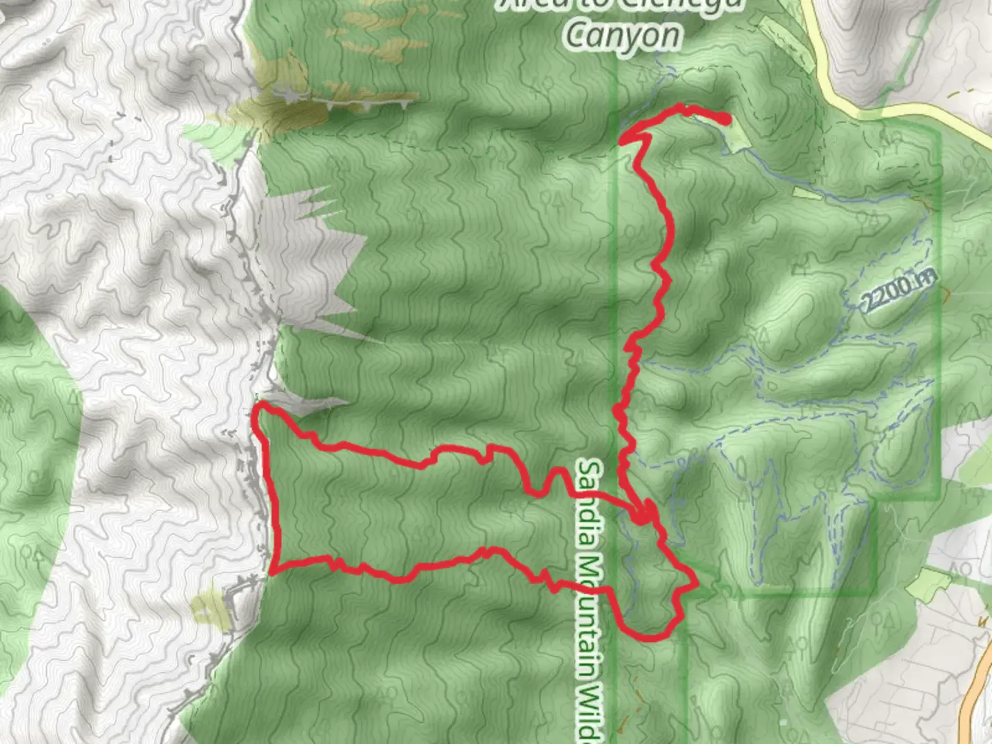 An image depicting the trail Faulty, Bart's and Canoncito Loop Trail and its surrounding area.