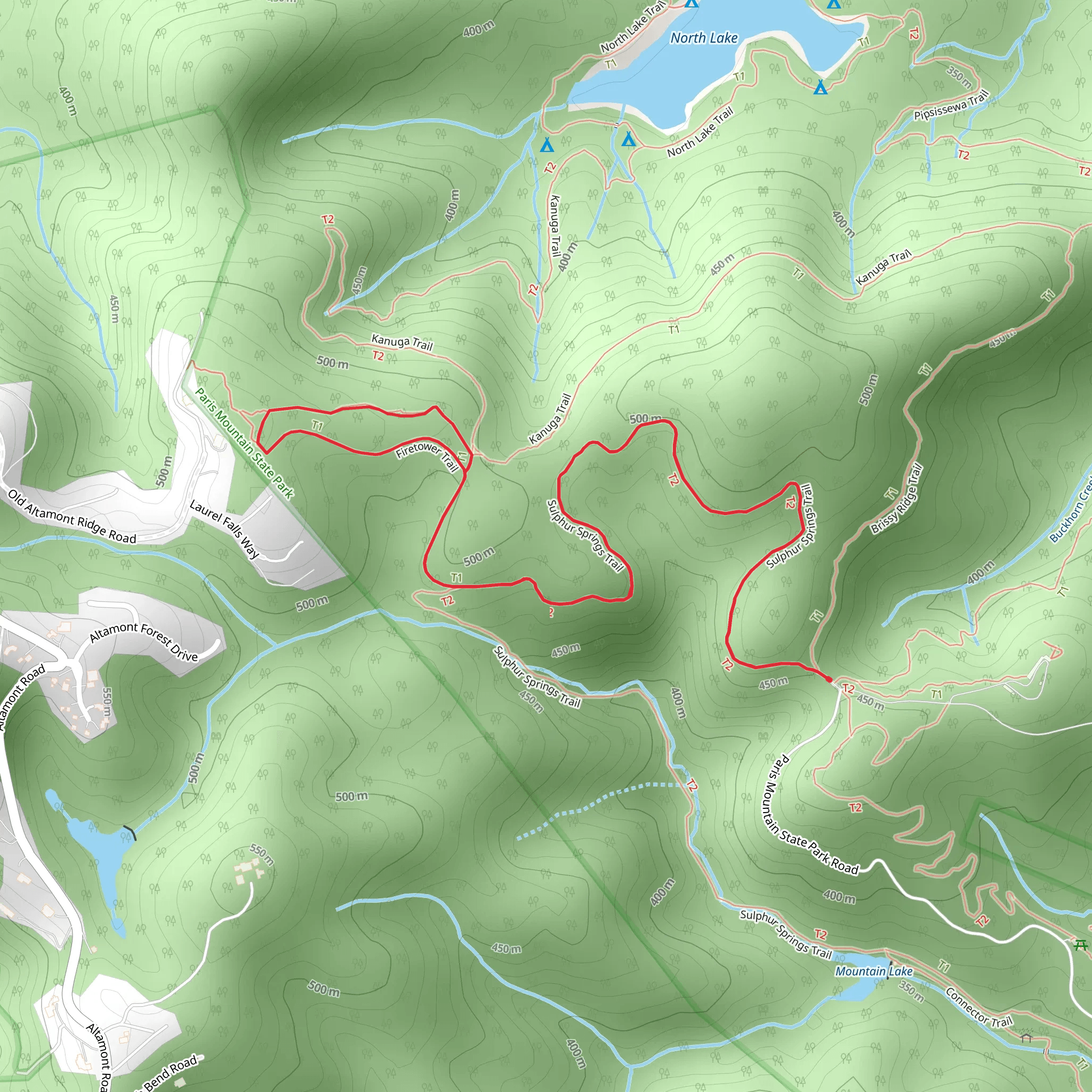 Sulphur Springs and Firetower Loop Trail mobile static map