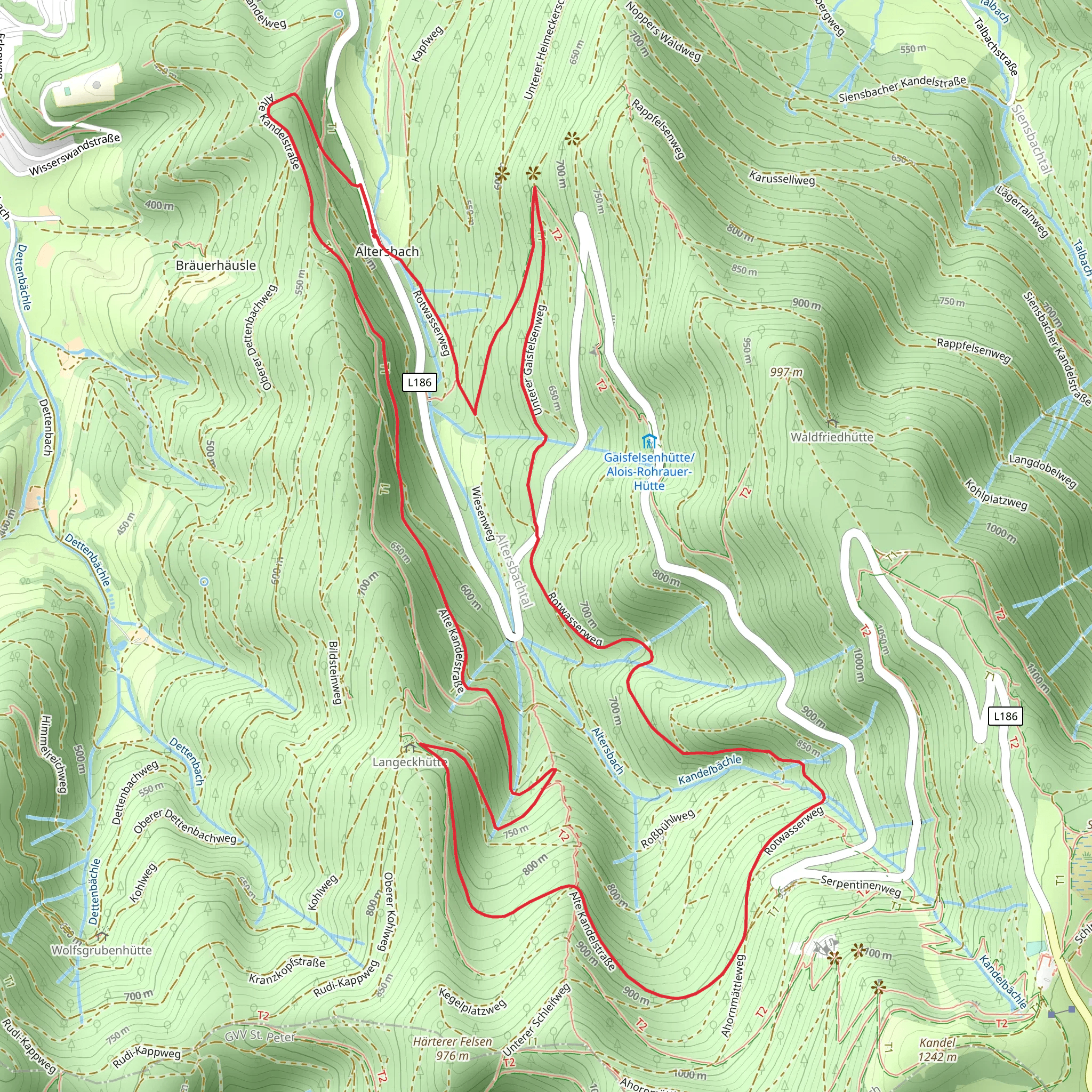 Steinerner Graben Loop via Albinhuette Alterbach Wasserfall mobile static map