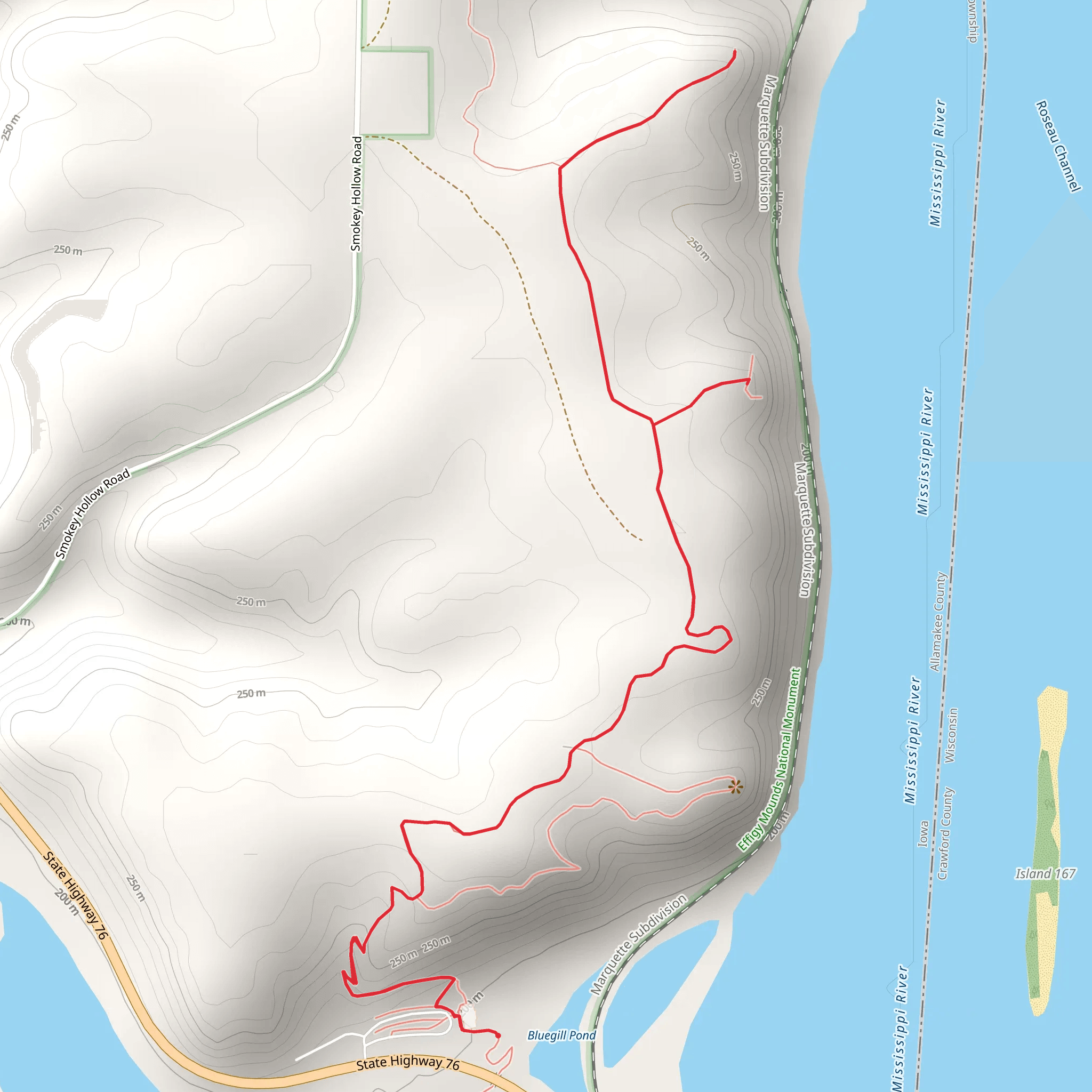 Mississippi River, Eagle Rock and Fire Point via Effigy Mounds mobile static map