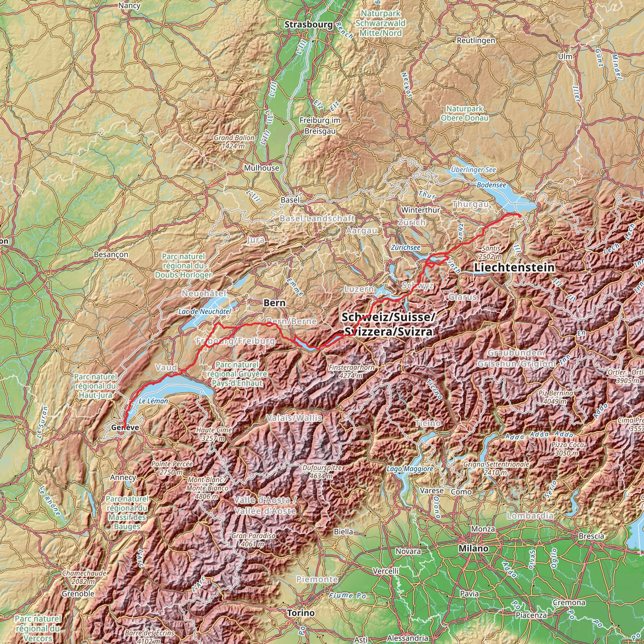 Camino Rheineck - Geneva mobile static map