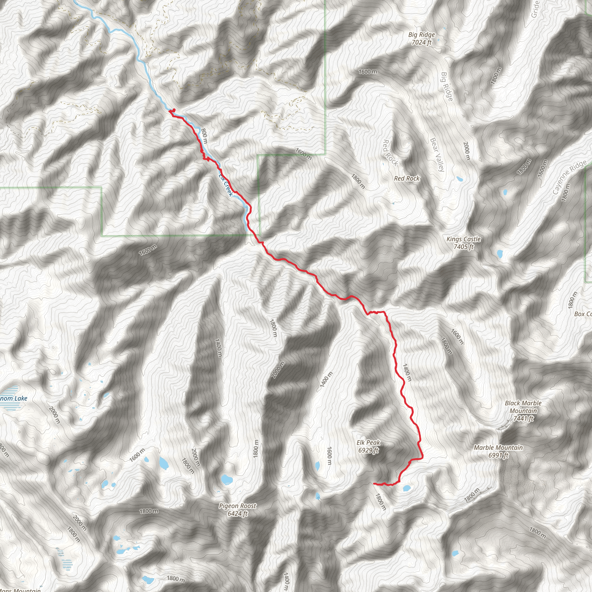 Rainy Lake via Elk Creek Trail mobile static map