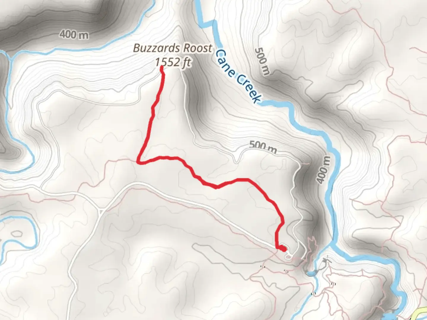 An image depicting the trail Buzzard's Roost via Millikan'S Overlook Trail and its surrounding area.