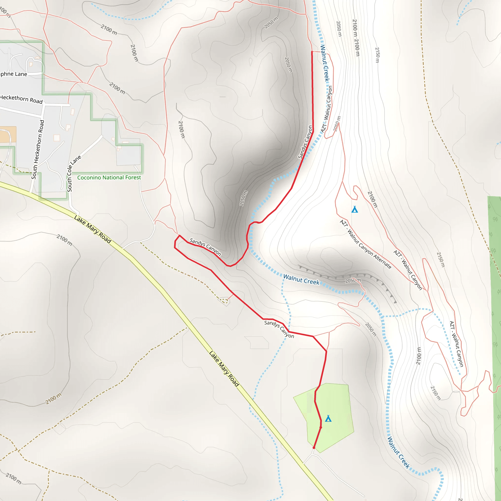 Walnut Creek - Sandys Canyon mobile static map