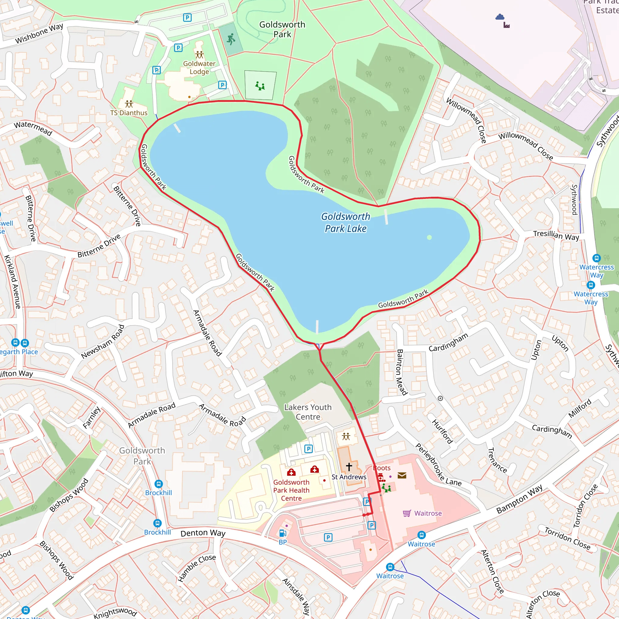 Goldsworth Park Lake Loop mobile static map