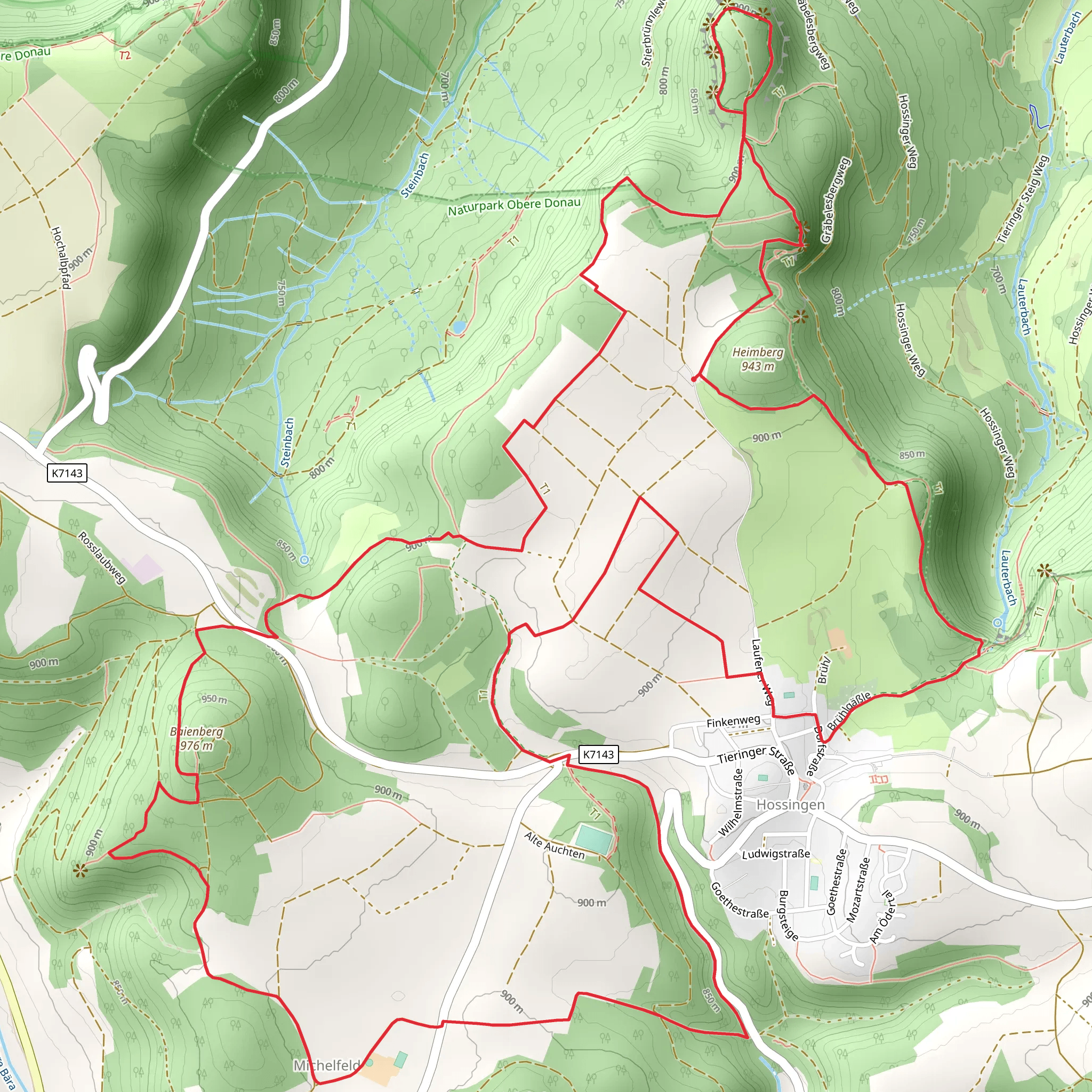 Heimberg, Grabelesberg and Baienberg Loop - Hossingen mobile static map