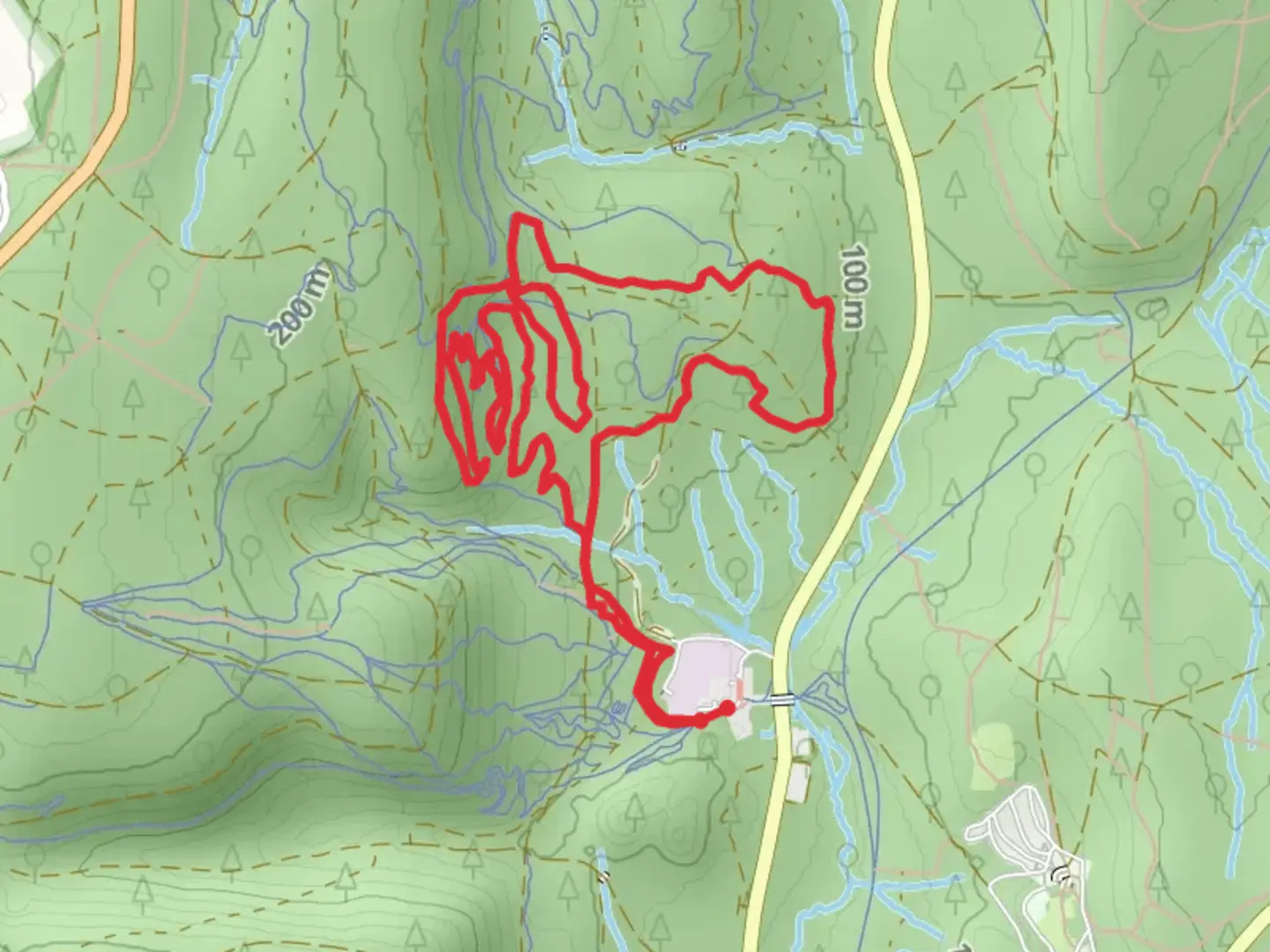 An image depicting the trail Freeminers Skills Area Loop and its surrounding area.