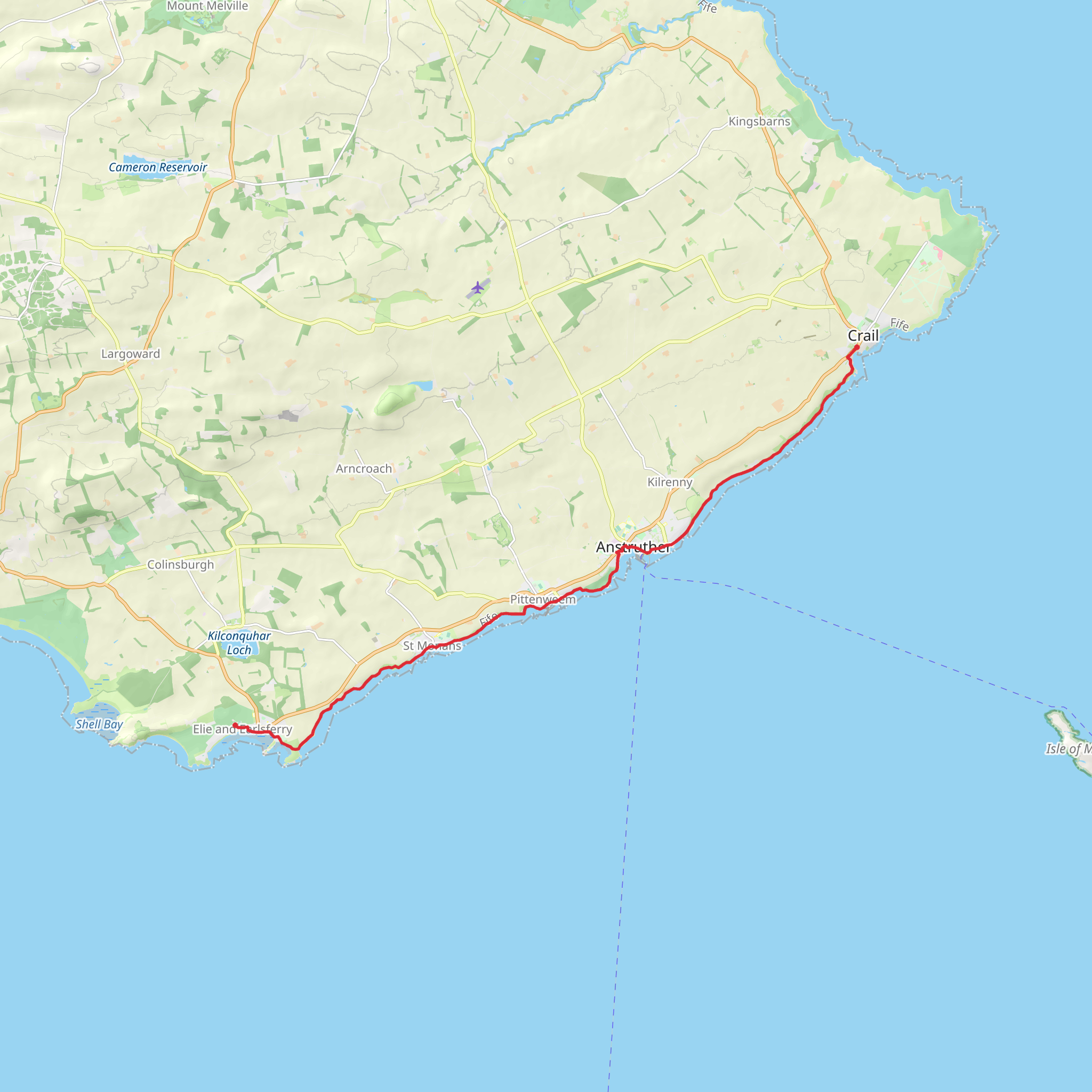 Elie to Crail via Fife Coastal Walk mobile static map