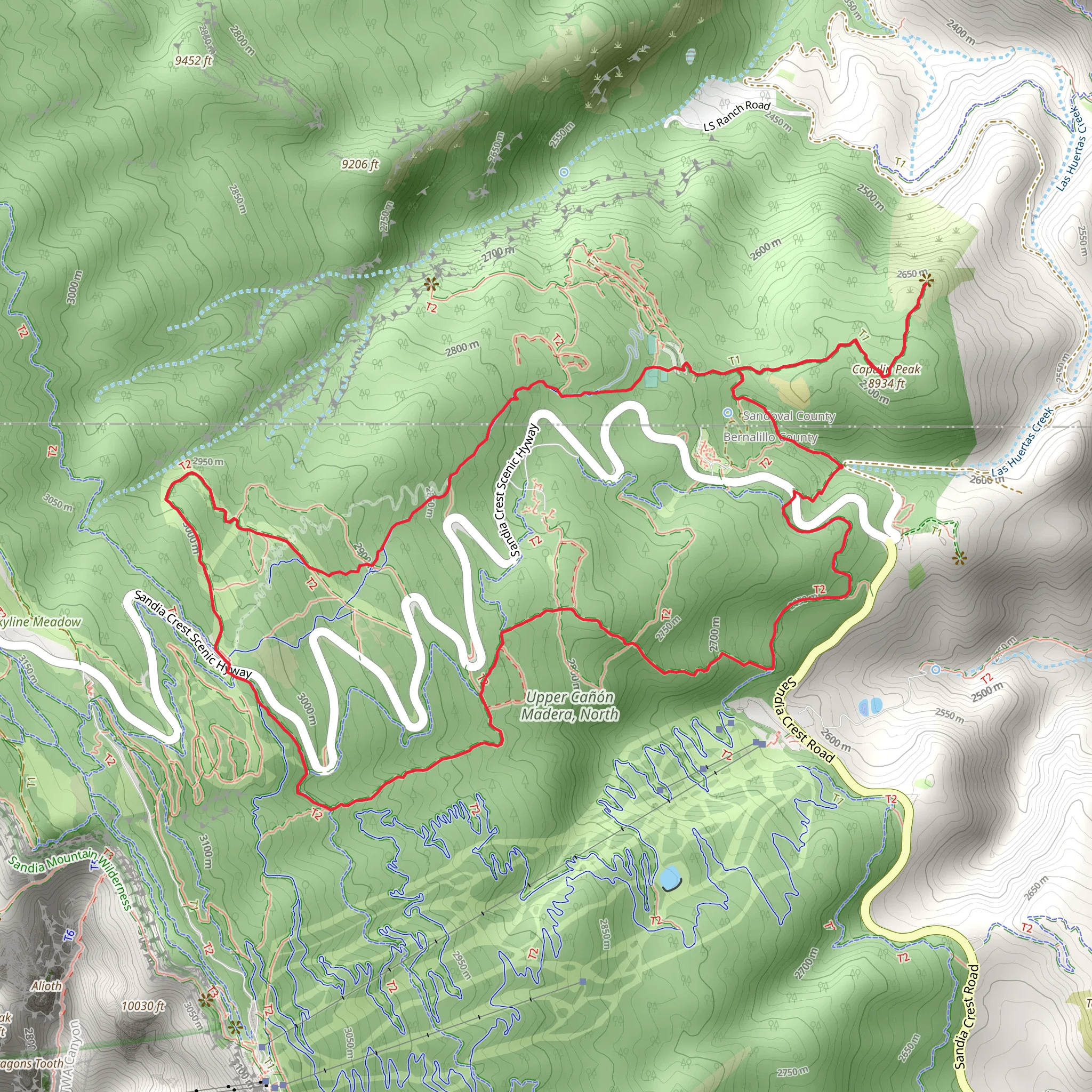 Challenge Trail and Capulin Peak Loop Trail mobile static map