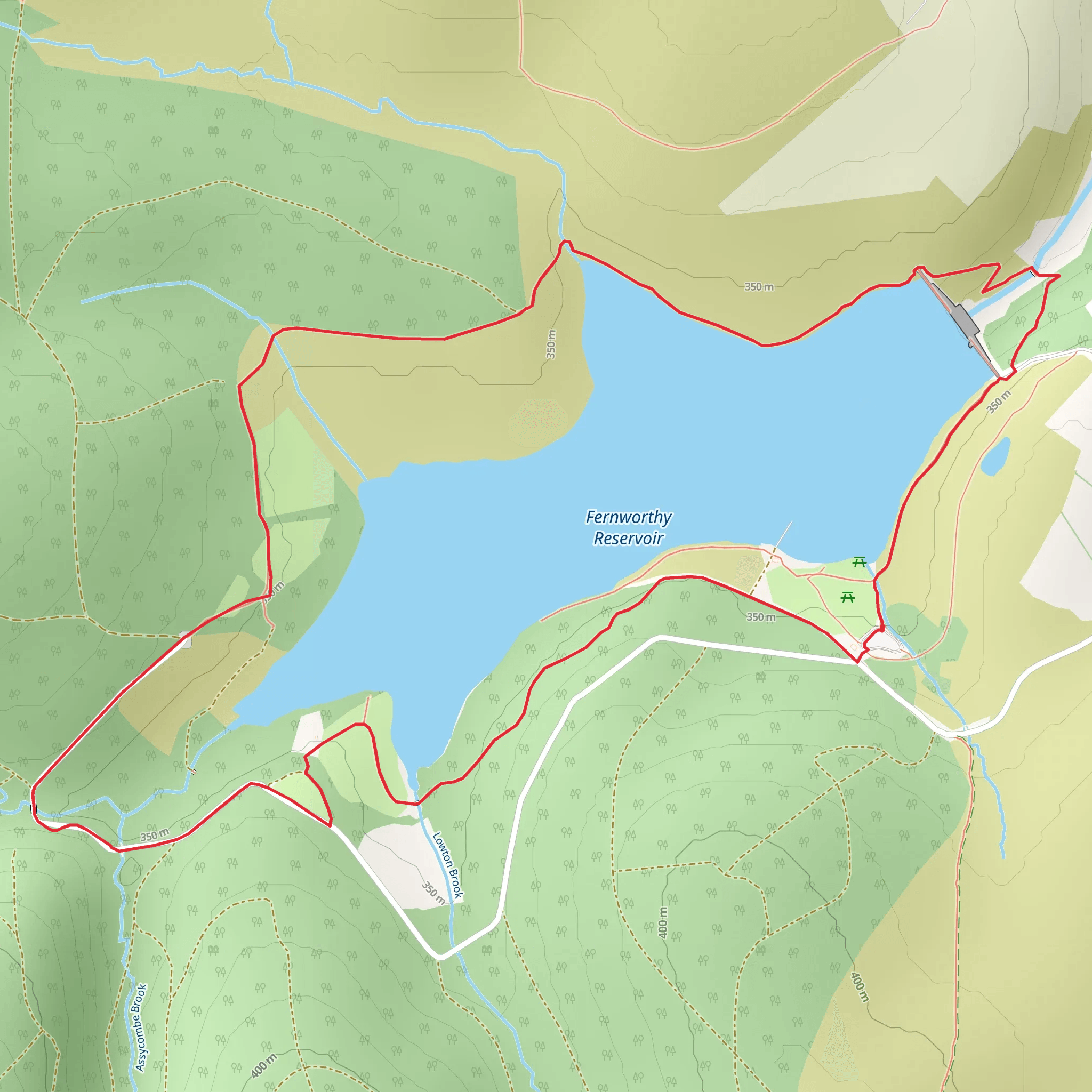 Circular Walk around Fernworthy Reservoir mobile static map