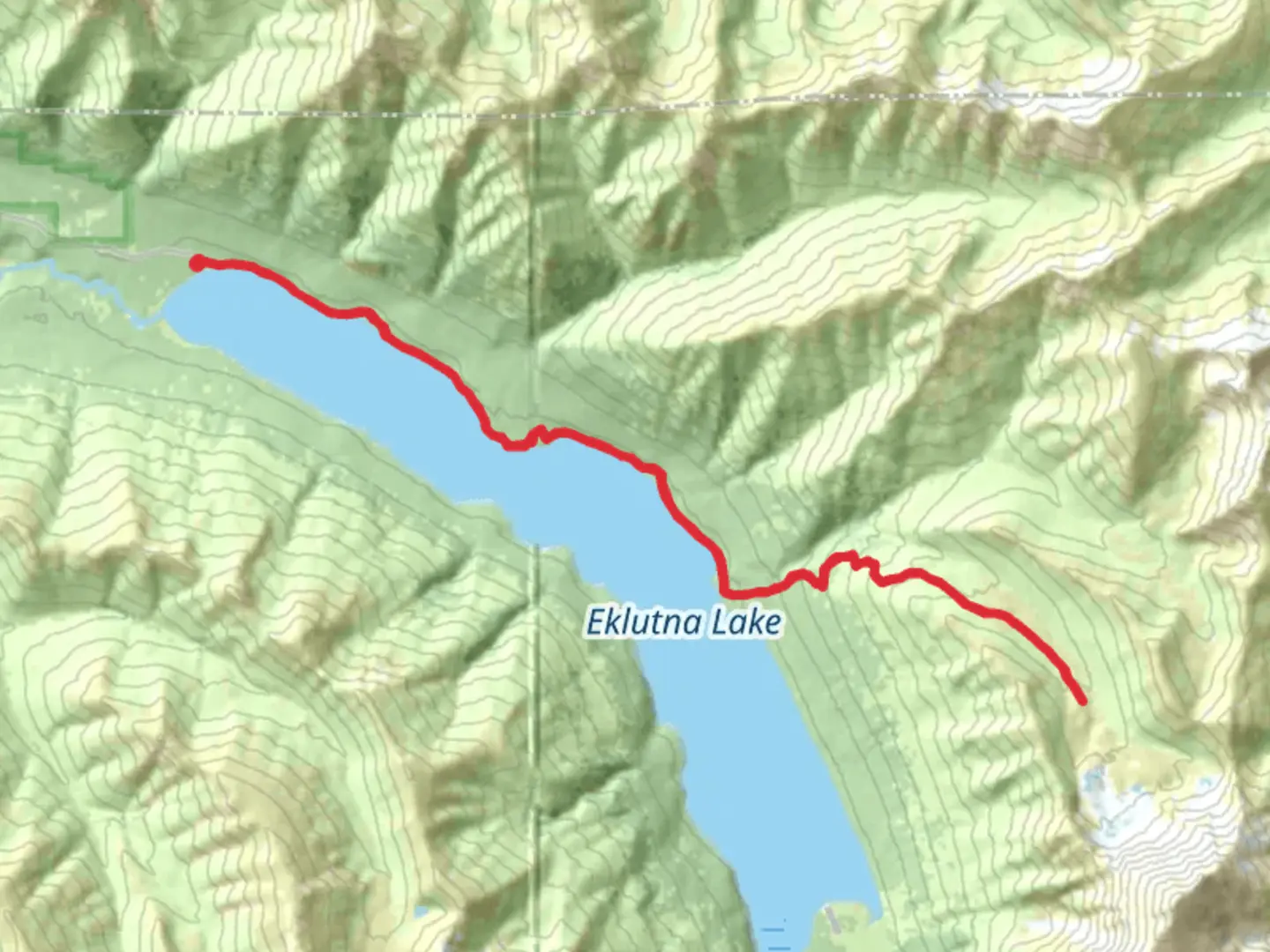 An image depicting the trail Bold Ridge Overlook and Eklutna Lower Lakeside Trail and its surrounding area.