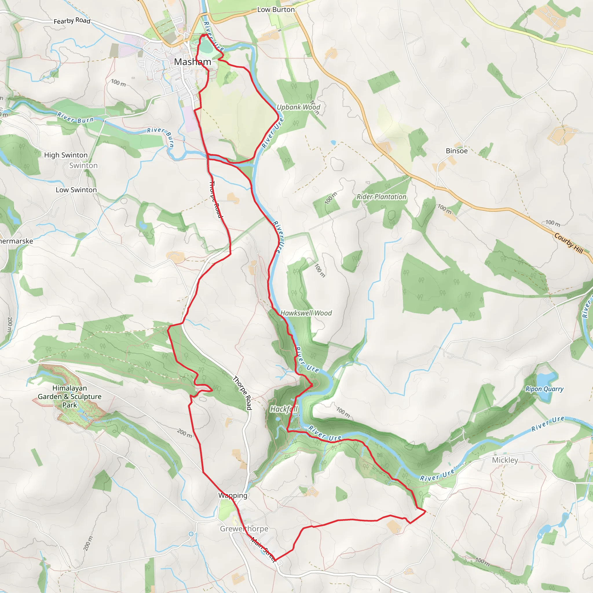 Masham to Grewelthorpe Loop via River Ure mobile static map