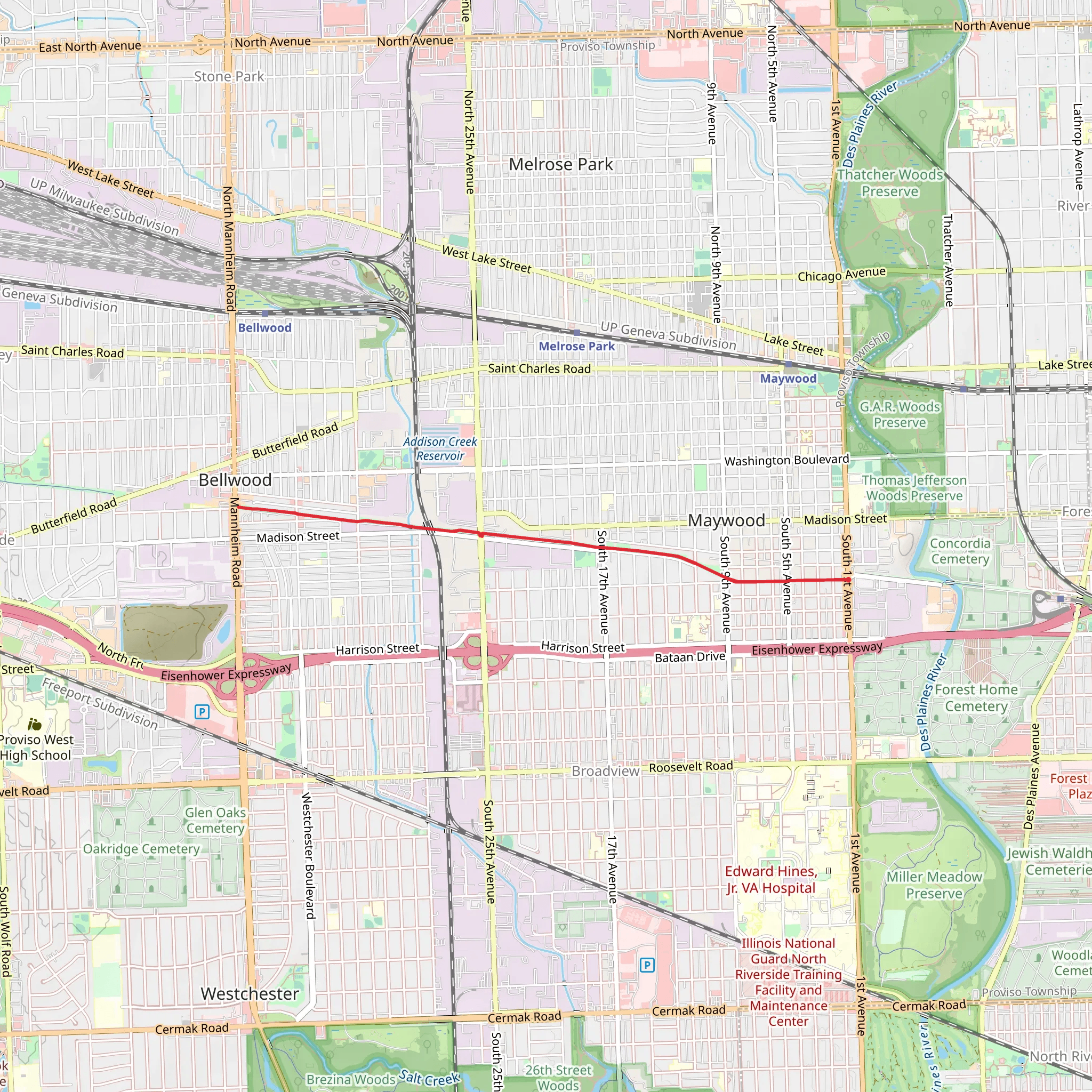 Illinois Prairie Path - Short mobile static map