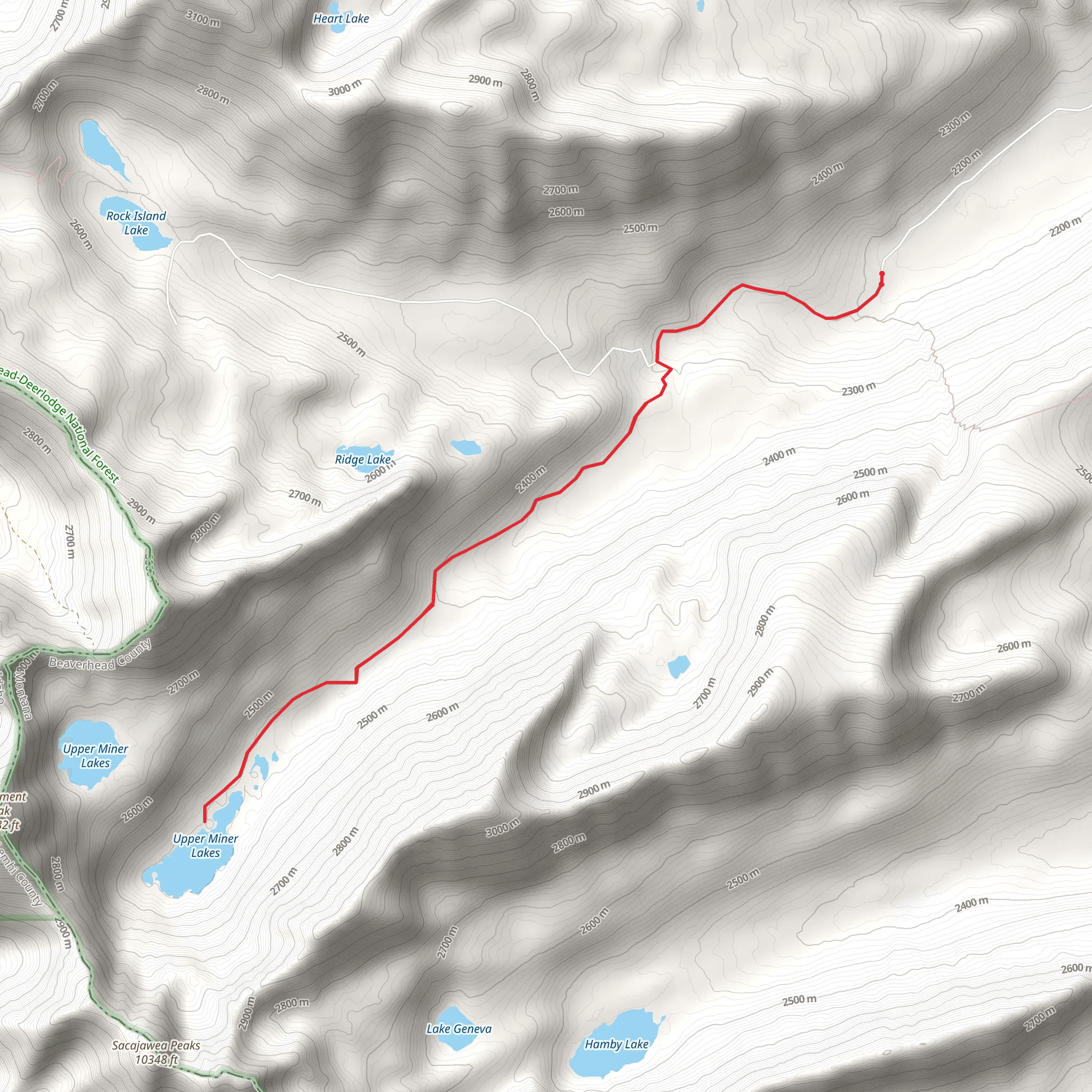 Upper Miner Lakes via Miner Lake Road mobile static map