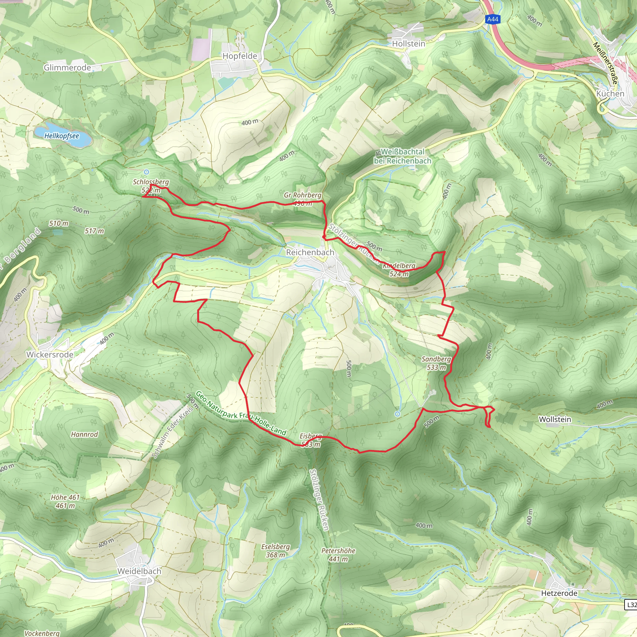 Eisberg, Burg Reichenbach and Schlossberg via Premiumweg Reichenbach and Grimmsteig mobile static map