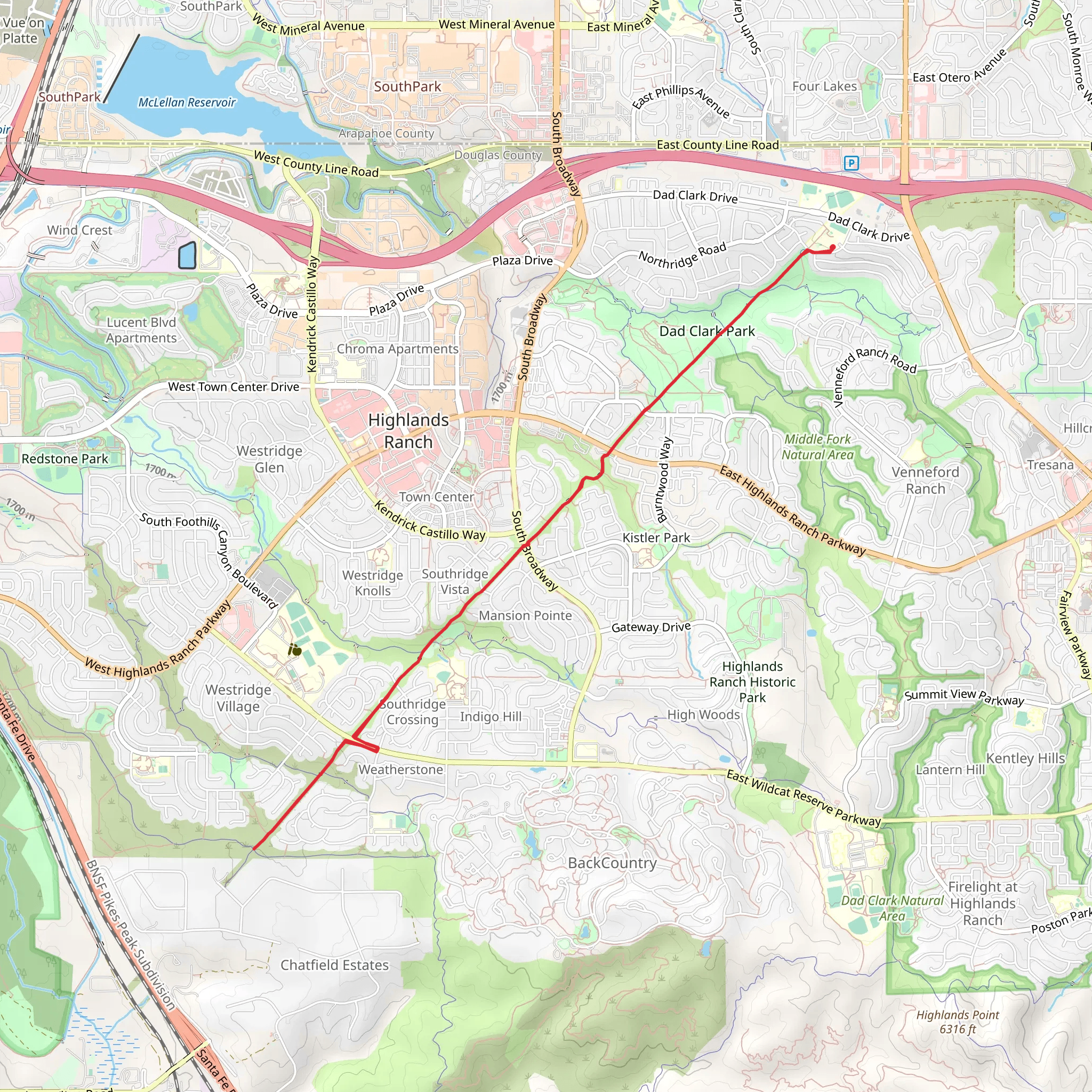 Foothills Trail mobile static map