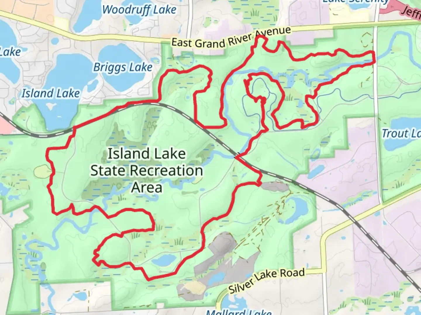 An image depicting the trail Blue Trail and Yellow Trail Loop - Kent Lake Beach Road and its surrounding area.