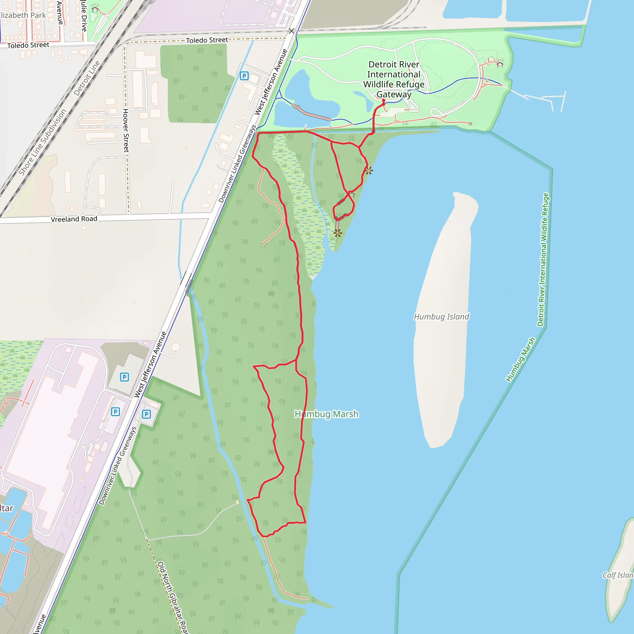 Detroit River International Wildlife Refuge Loop mobile static map