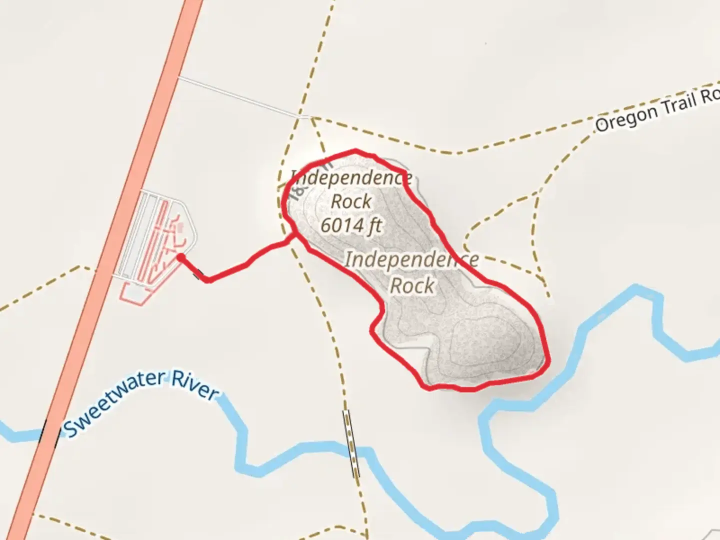 An image depicting the trail Independence Rock Loop and its surrounding area.