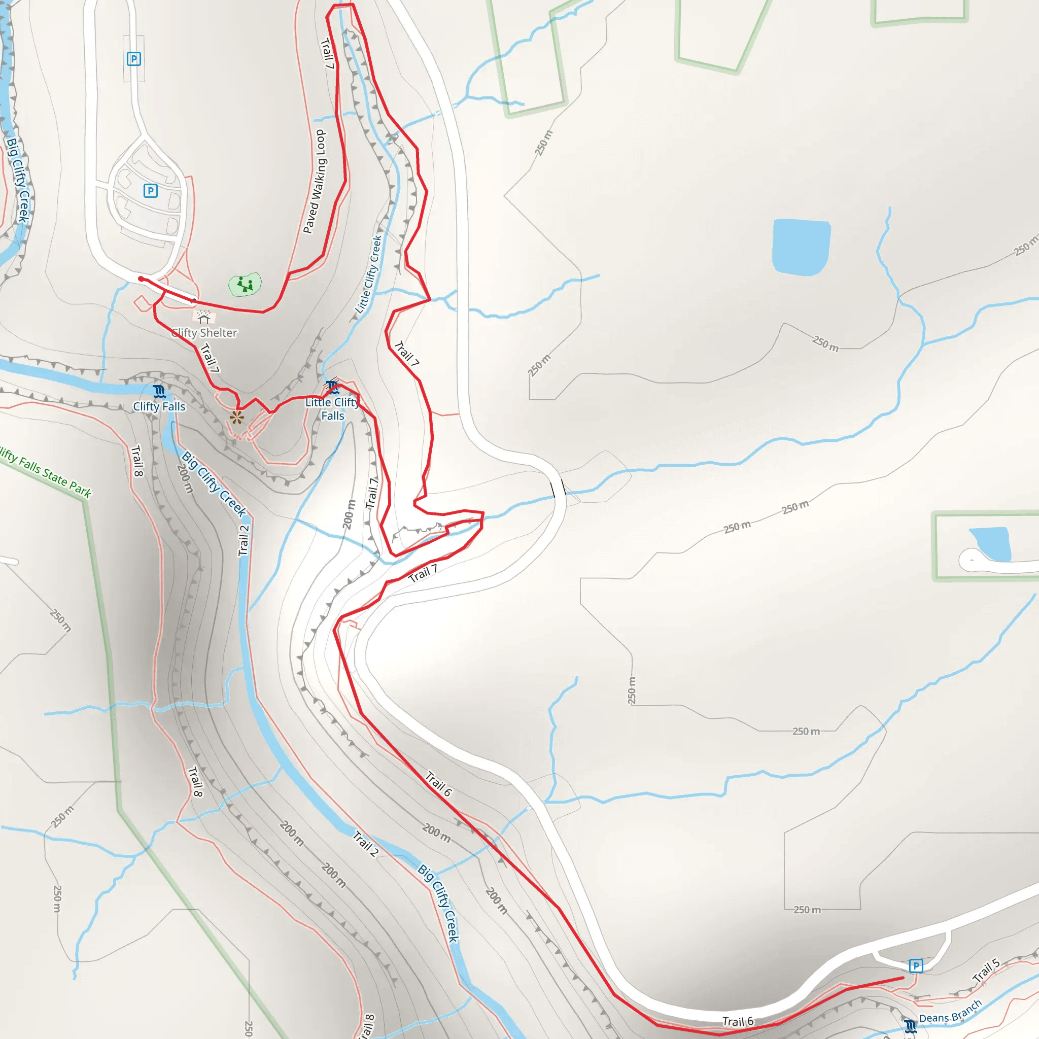 Little Clifty Falls and Creek Loop mobile static map