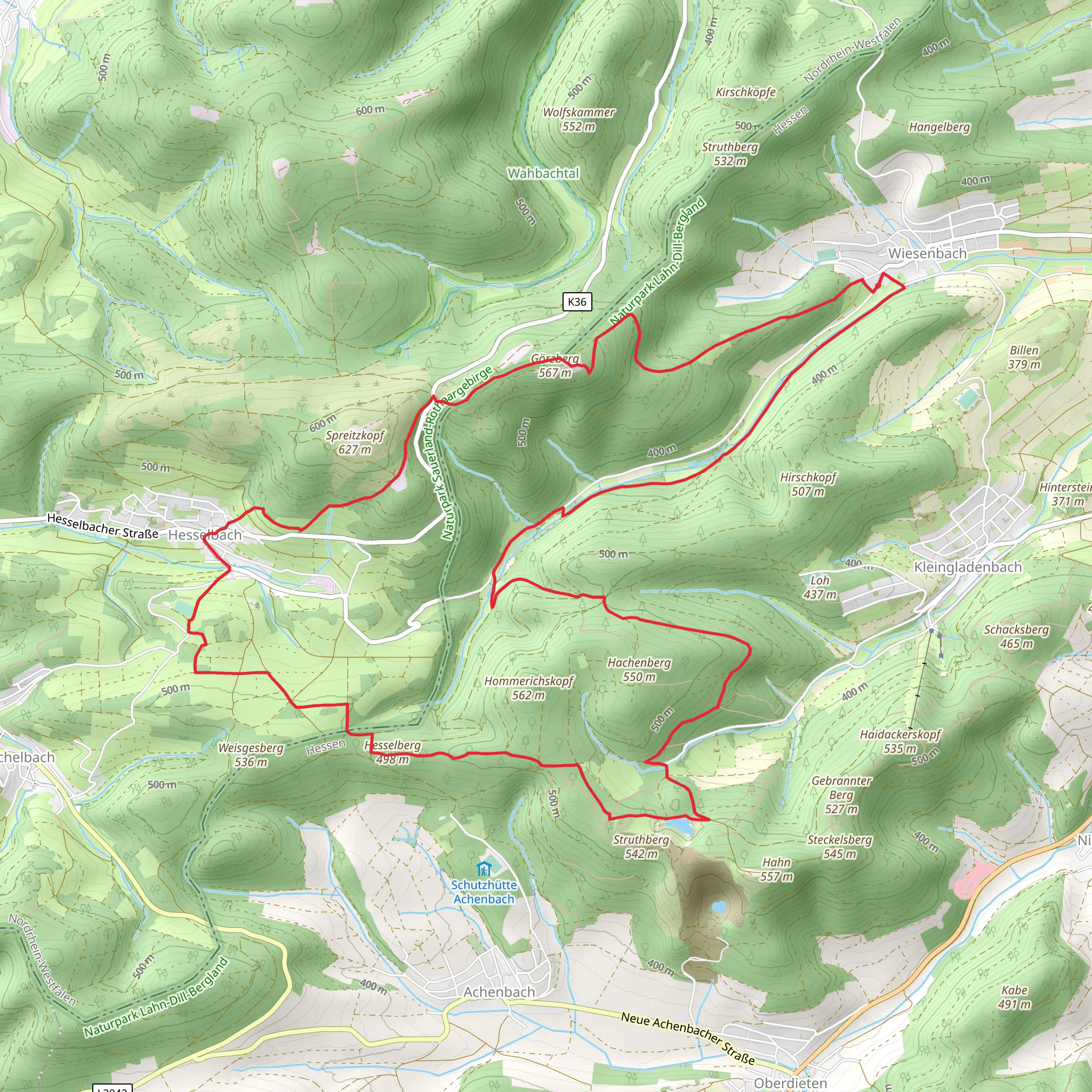 Wiesenbach and Hesselbach Loop via Silbersee mobile static map