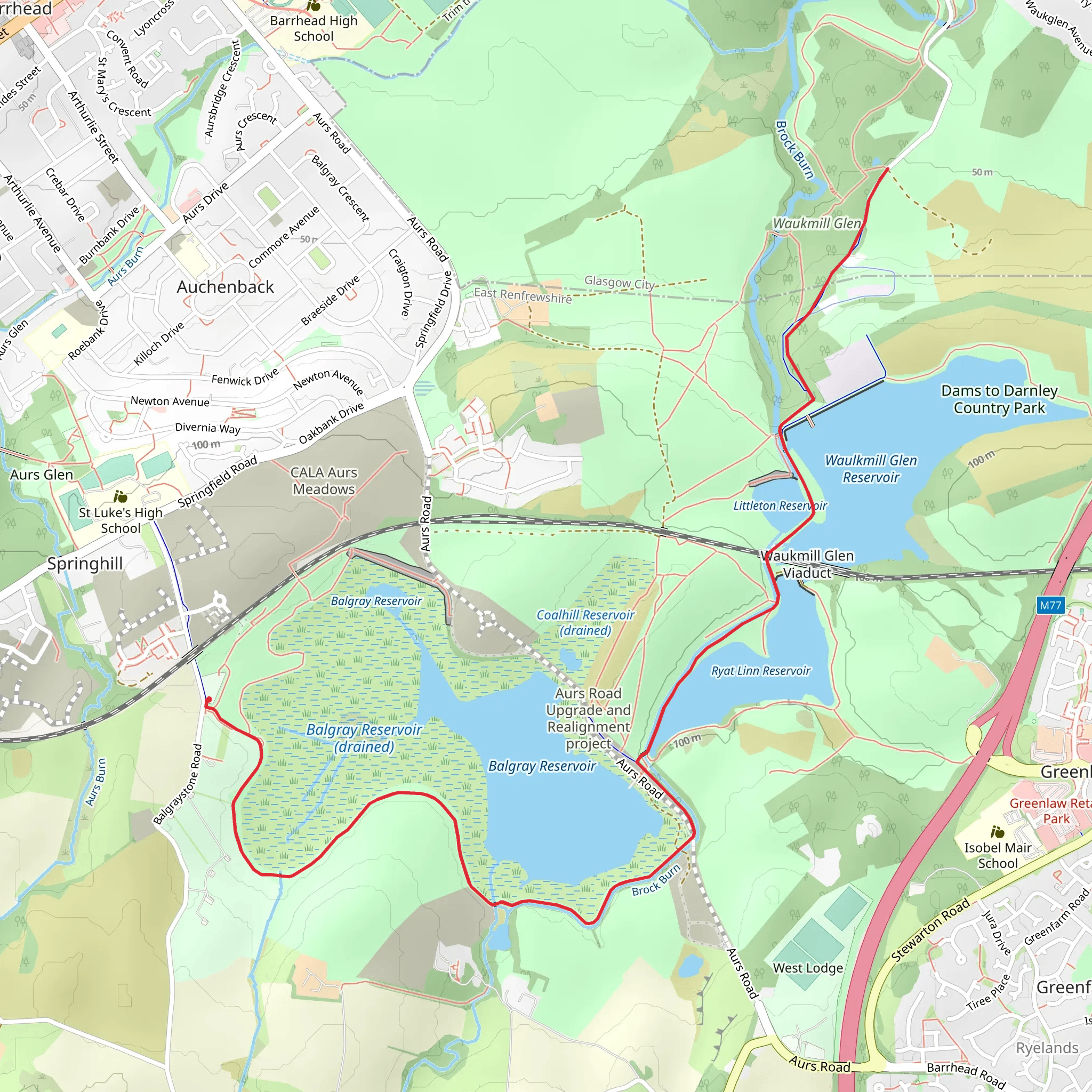 Dams to Darnley Country Park Walk mobile static map